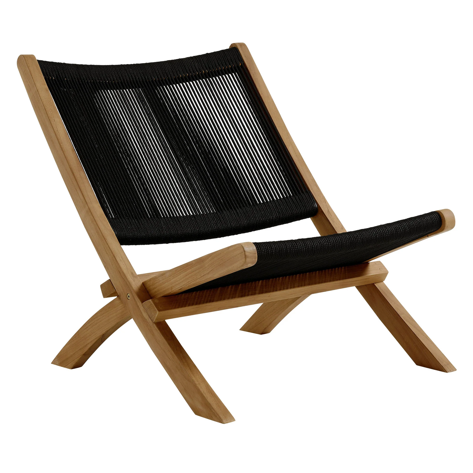 Vienna Outdoor Patio Teak and Rope Folding Accent Lounge Chair by Modway - Image 2