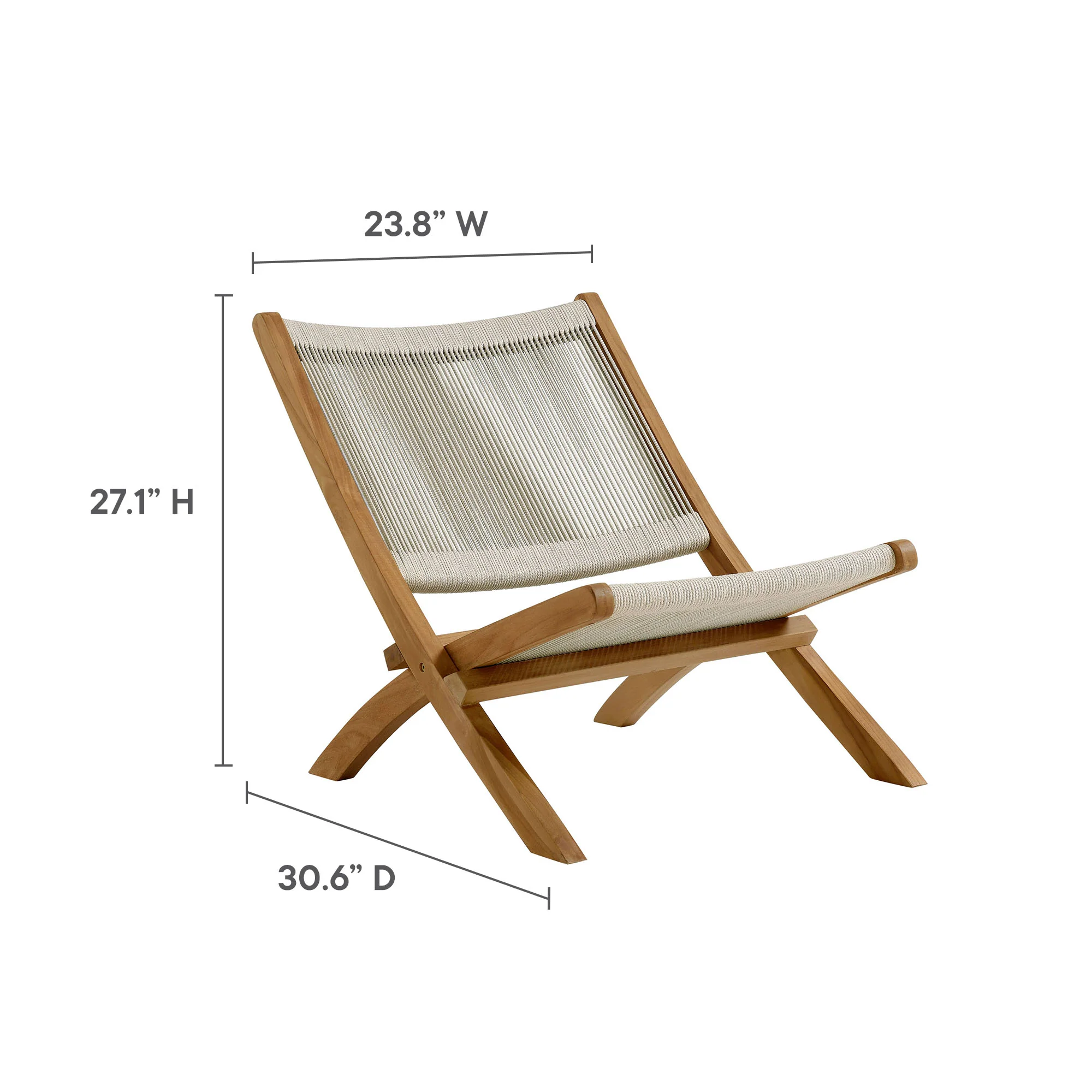 Vienna Outdoor Patio Teak and Rope Folding Accent Lounge Chair by Modway - Image 20