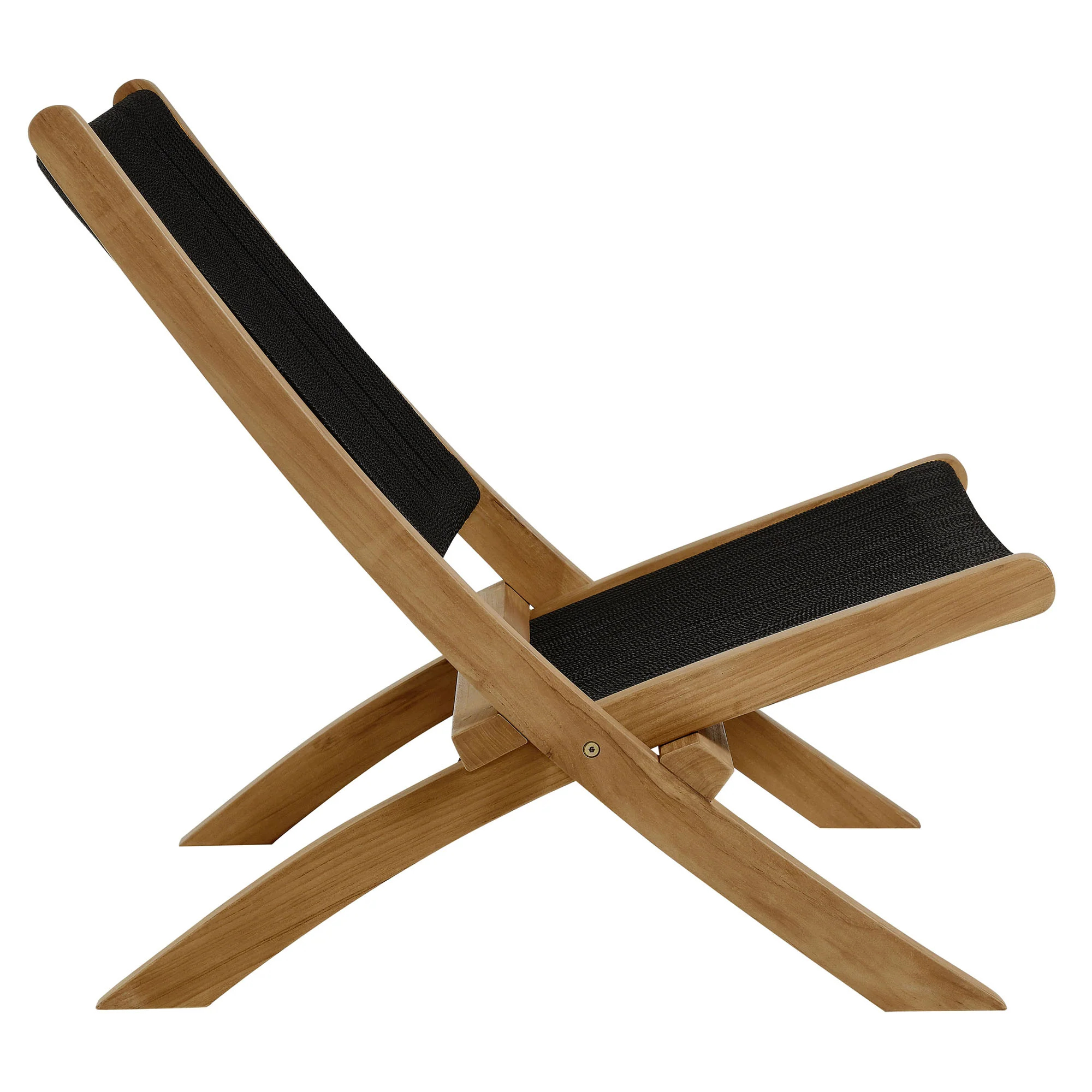 Vienna Outdoor Patio Teak and Rope Folding Accent Lounge Chair by Modway - Image 3