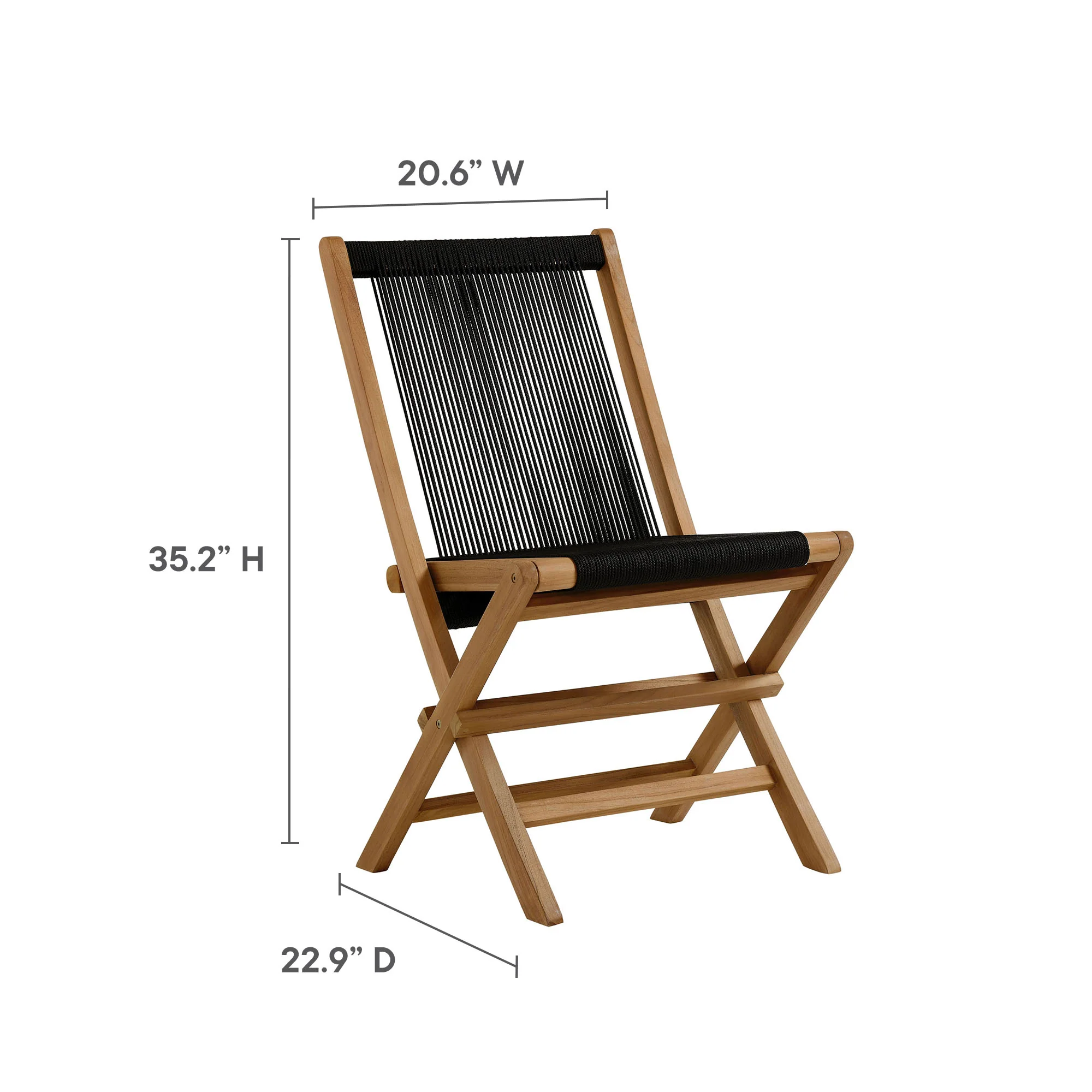 Vienna Outdoor Patio Teak and Rope Folding Chairs Set of 4 by Modway - Image 11