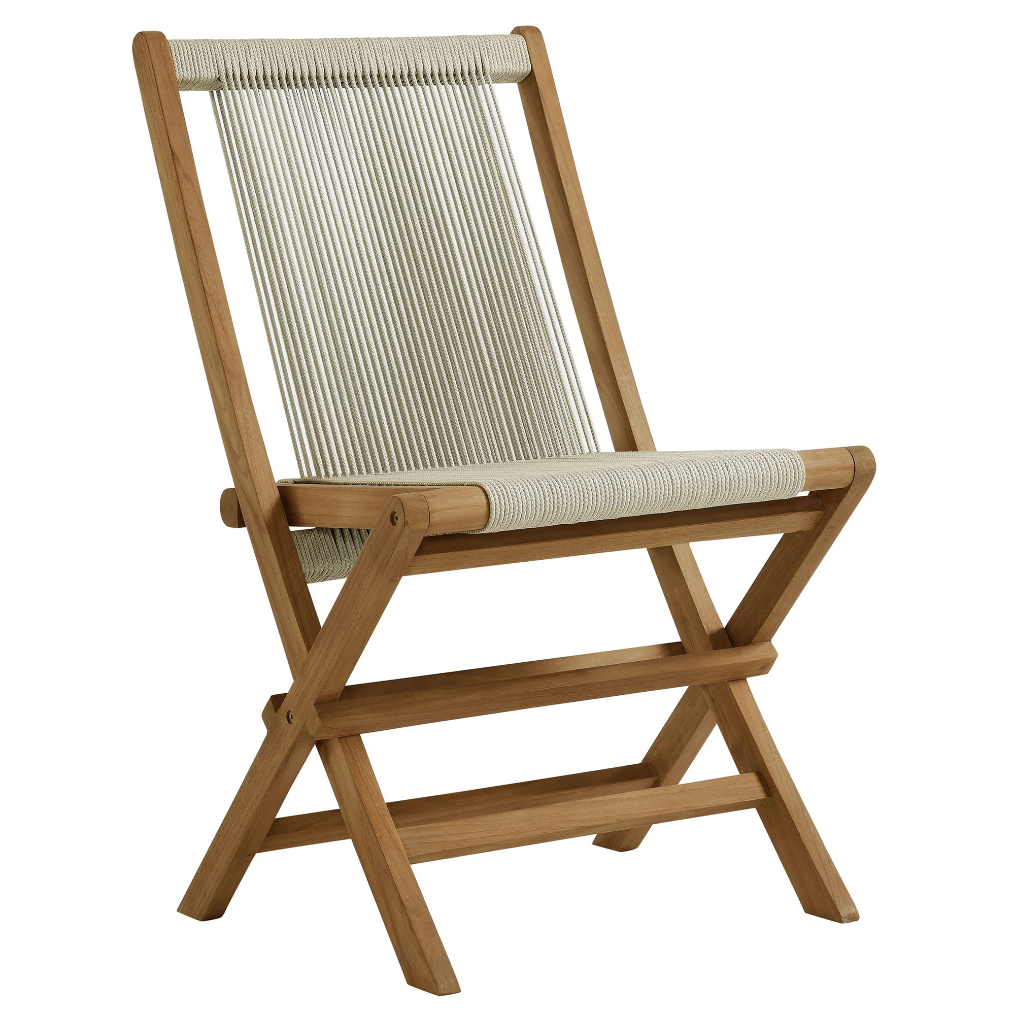 Vienna Outdoor Patio Teak and Rope Folding Chairs Set of 4 by Modway - Image 13
