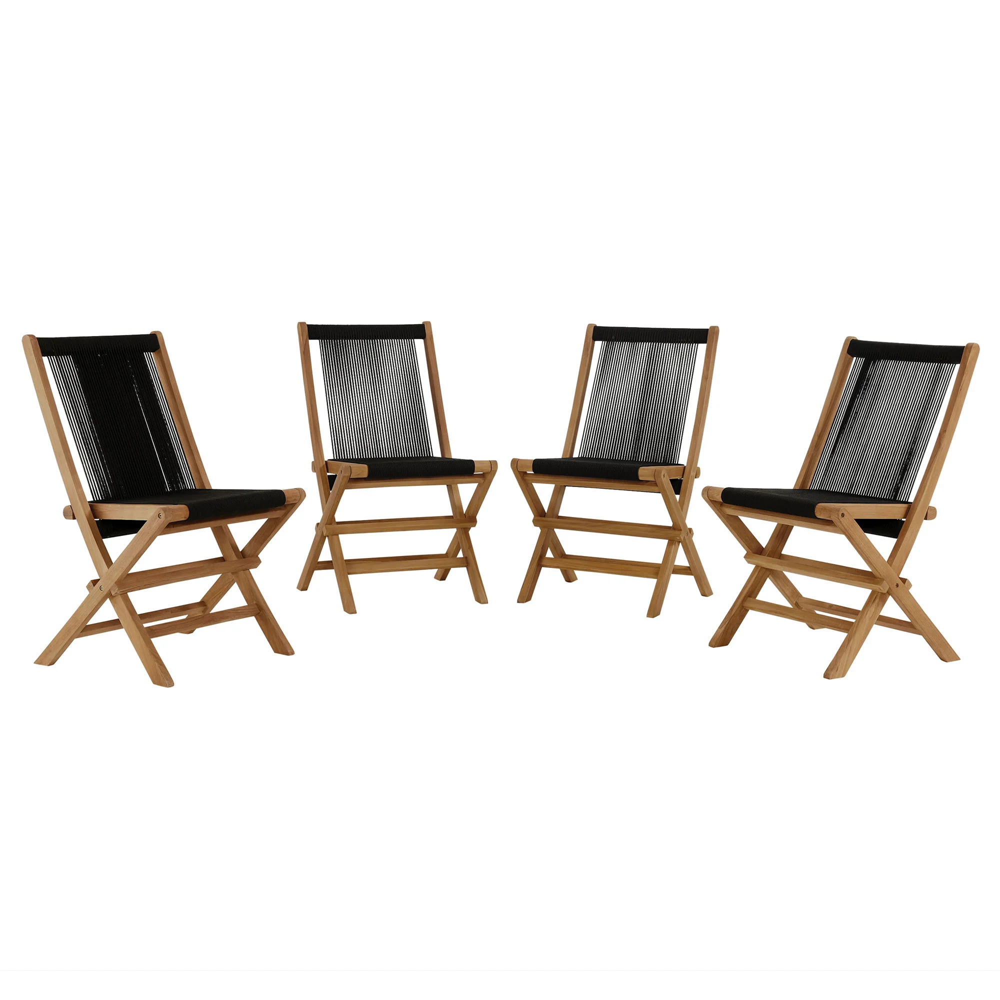 Vienna Outdoor Patio Teak and Rope Folding Chairs Set of 4 by Modway - Image 2