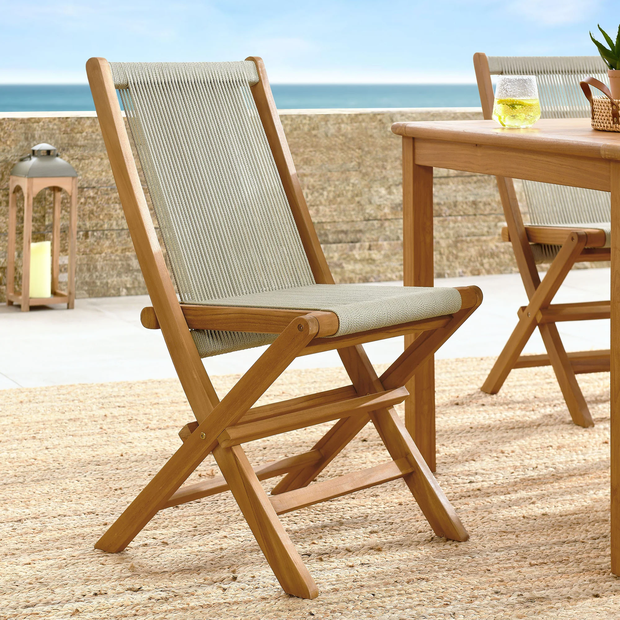 Vienna Outdoor Patio Teak and Rope Folding Chairs Set of 4 by Modway - Image 20