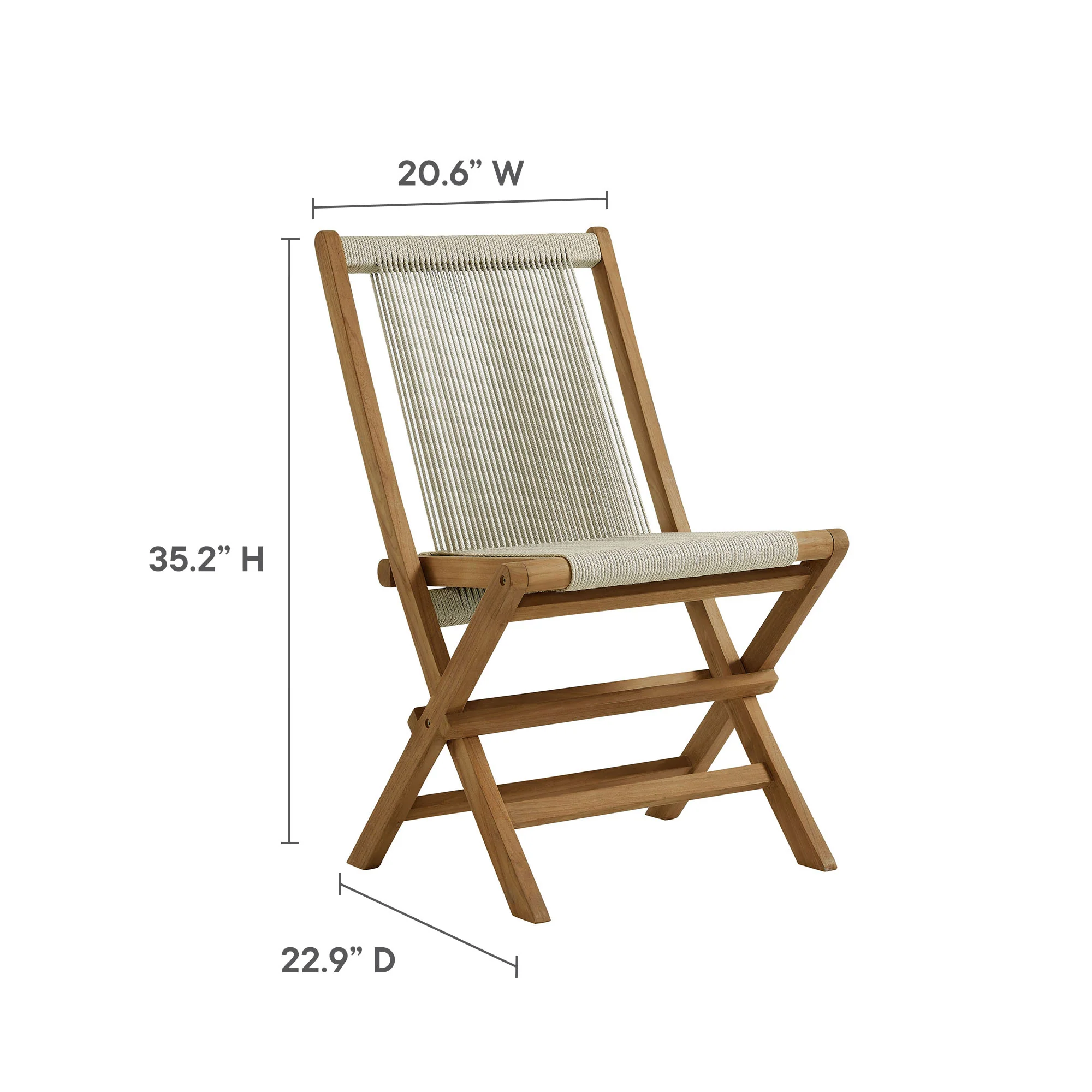 Vienna Outdoor Patio Teak and Rope Folding Chairs Set of 4 by Modway - Image 22