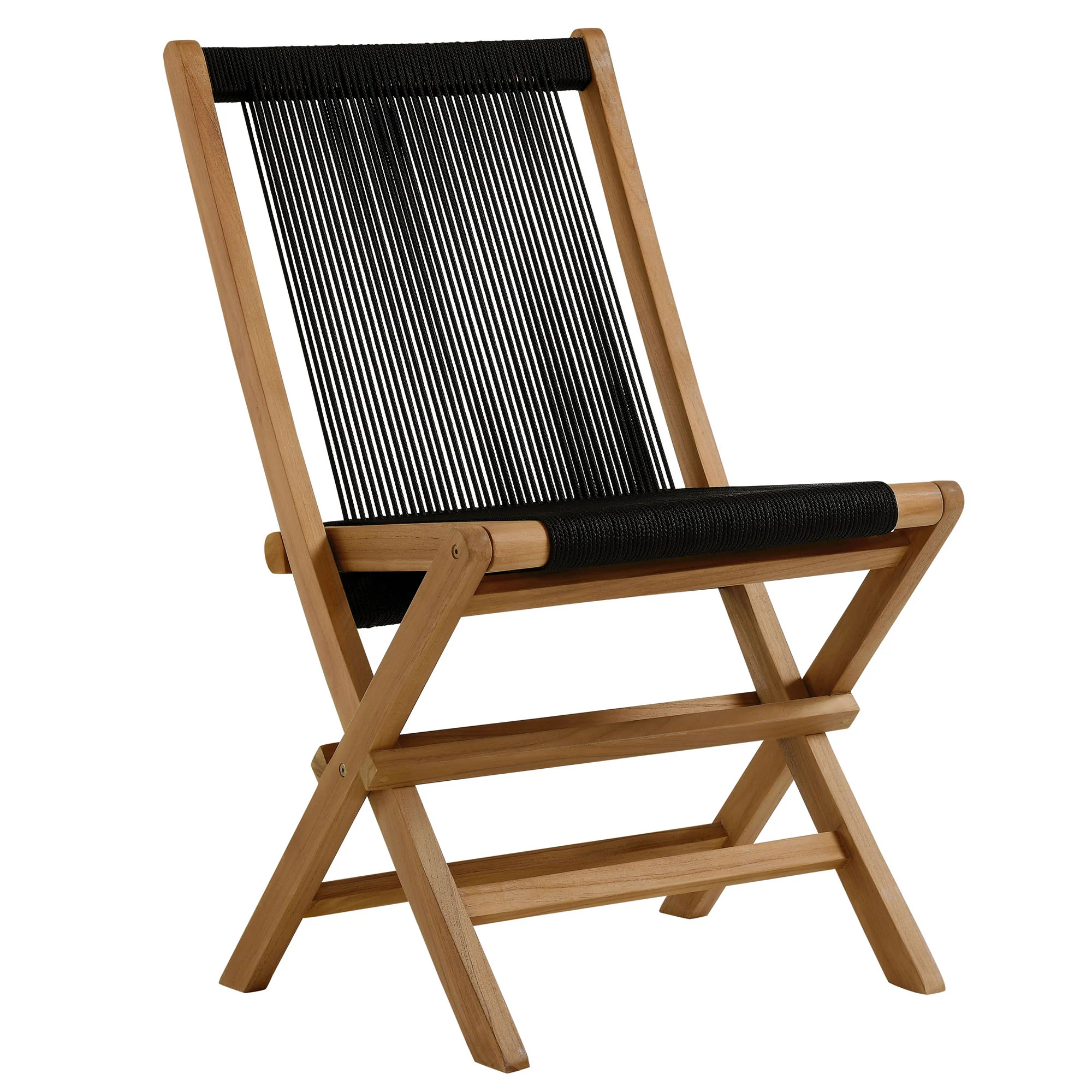 Vienna Outdoor Patio Teak and Rope Folding Chairs Set of 4 by Modway - Image 3