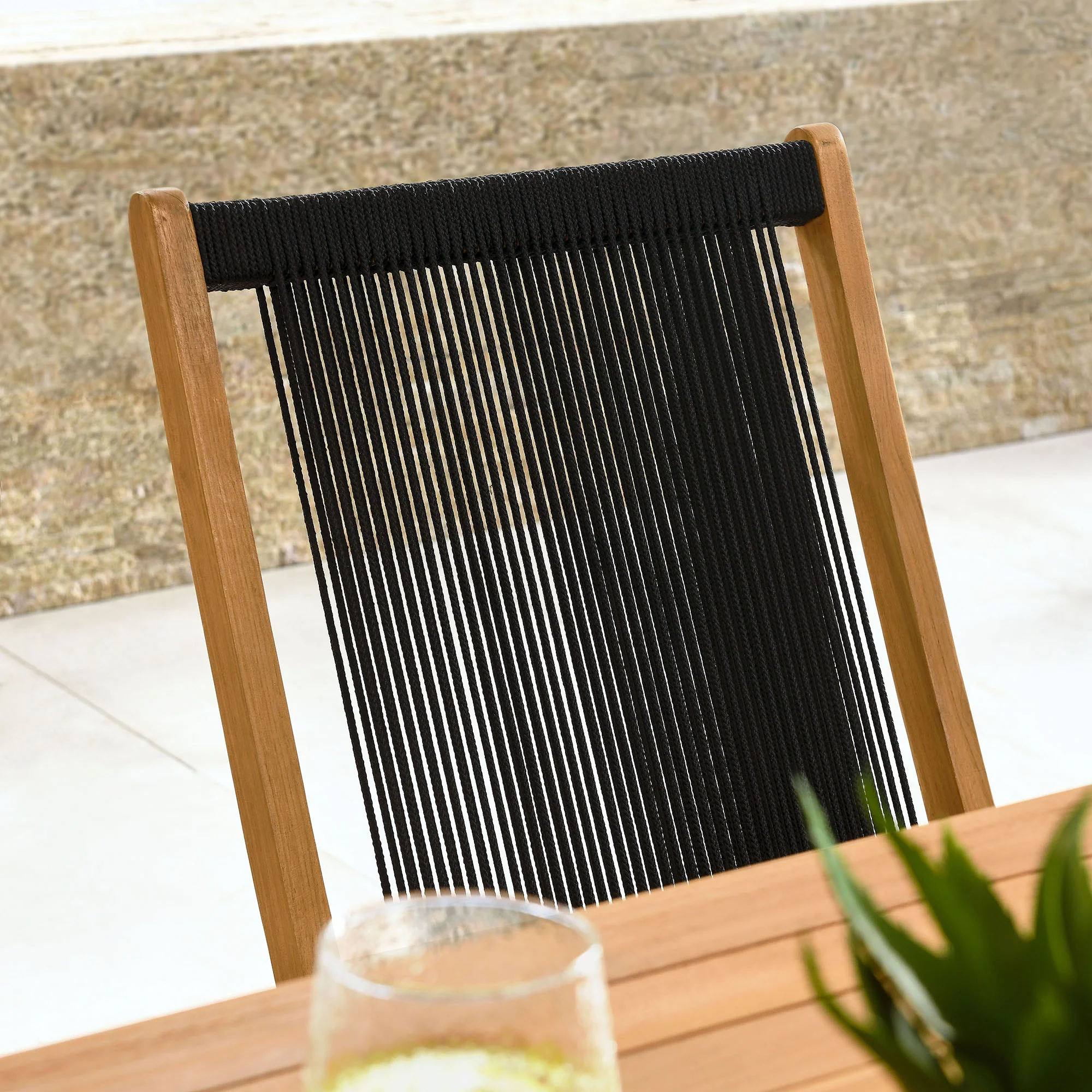 Vienna Outdoor Patio Teak and Rope Folding Chairs Set of 4 by Modway - Image 9