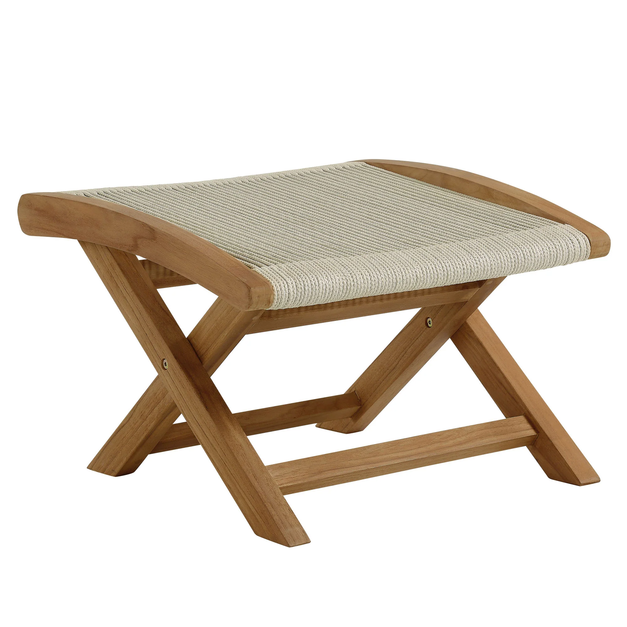 Vienna Outdoor Patio Teak and Rope Folding Ottoman by Modway - Image 10