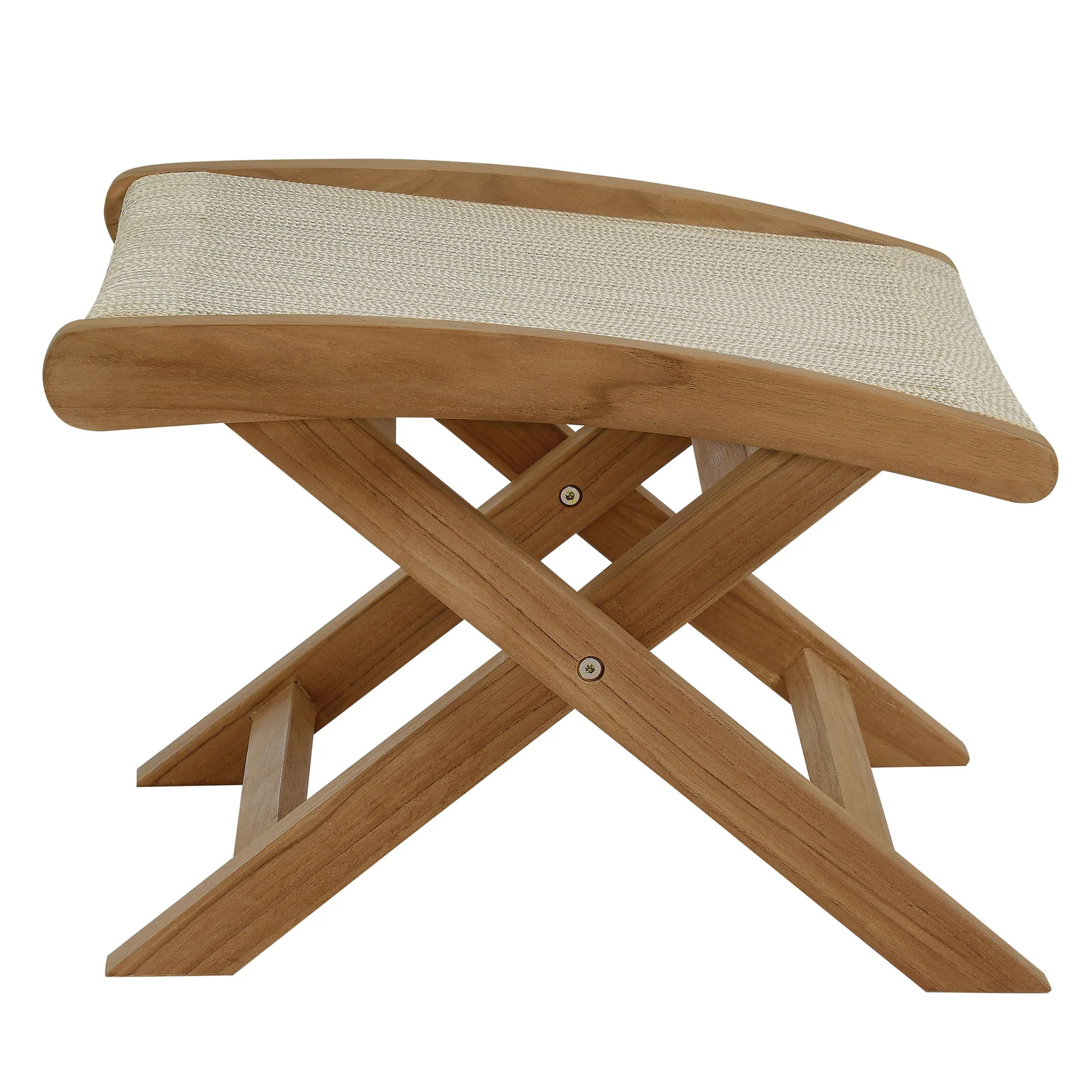 Vienna Outdoor Patio Teak and Rope Folding Ottoman by Modway - Image 11