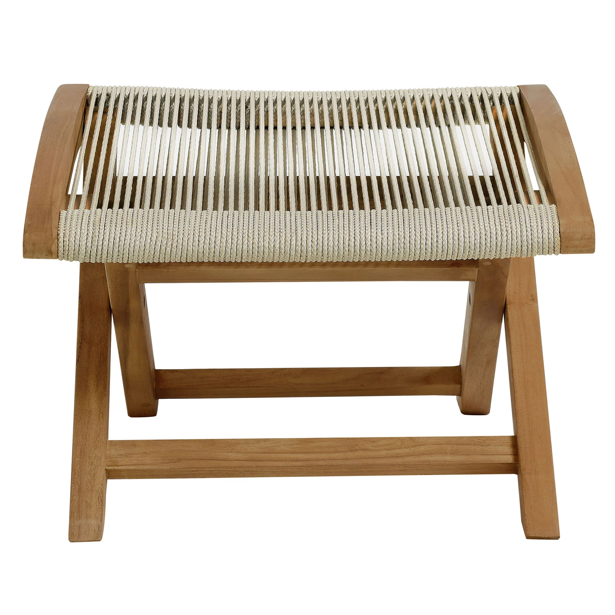 Vienna Outdoor Patio Teak and Rope Folding Ottoman by Modway - Image 12