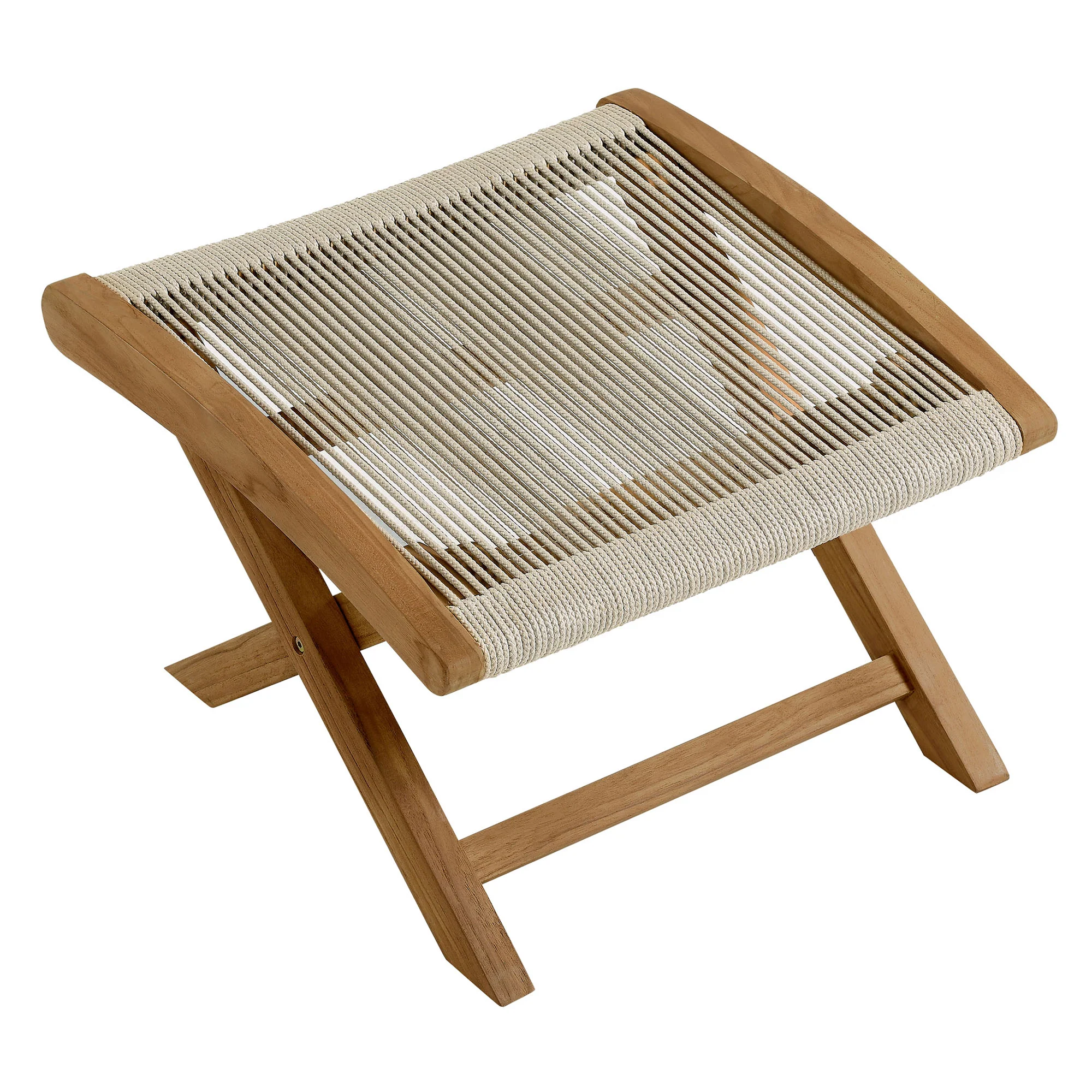 Vienna Outdoor Patio Teak and Rope Folding Ottoman by Modway - Image 13