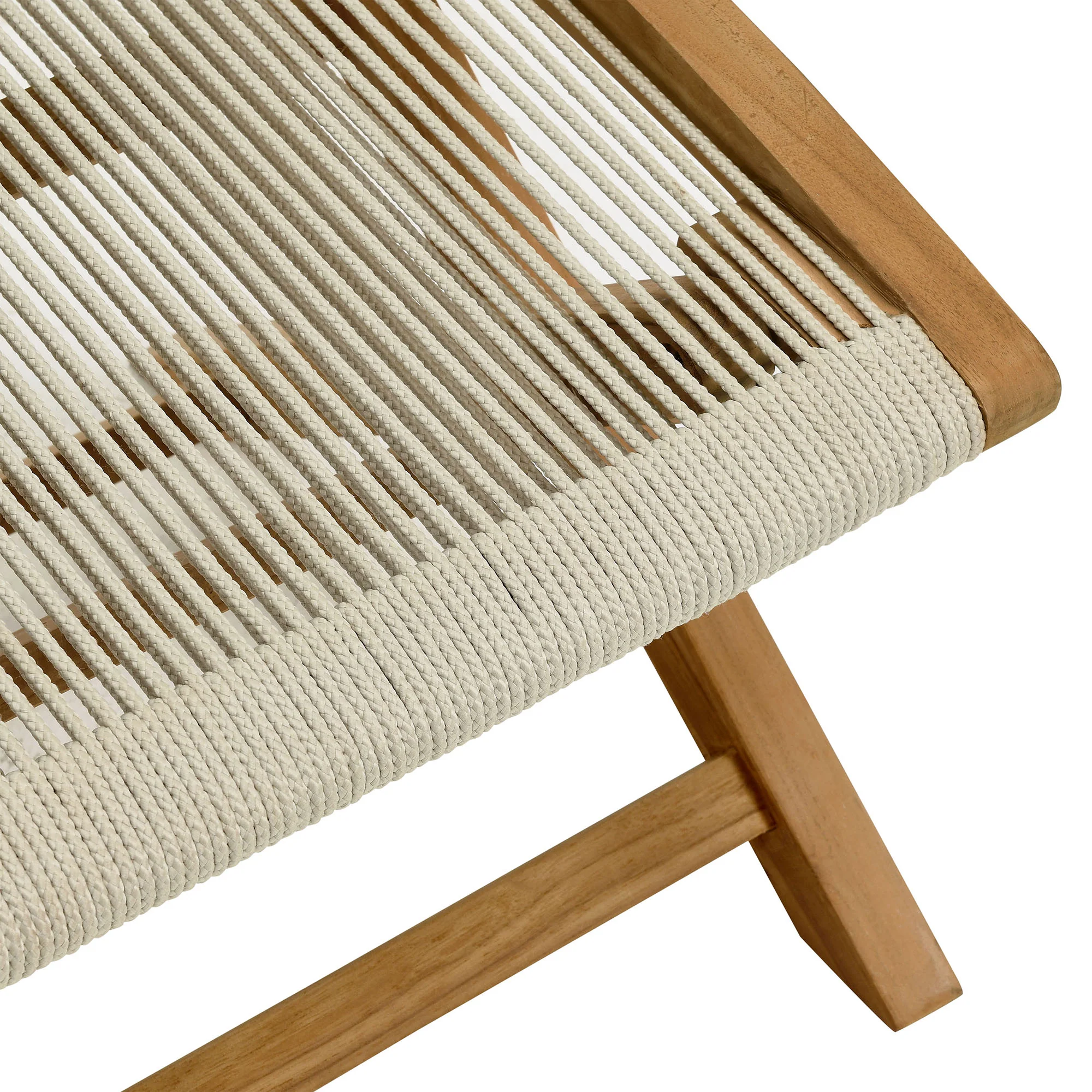 Vienna Outdoor Patio Teak and Rope Folding Ottoman by Modway - Image 14