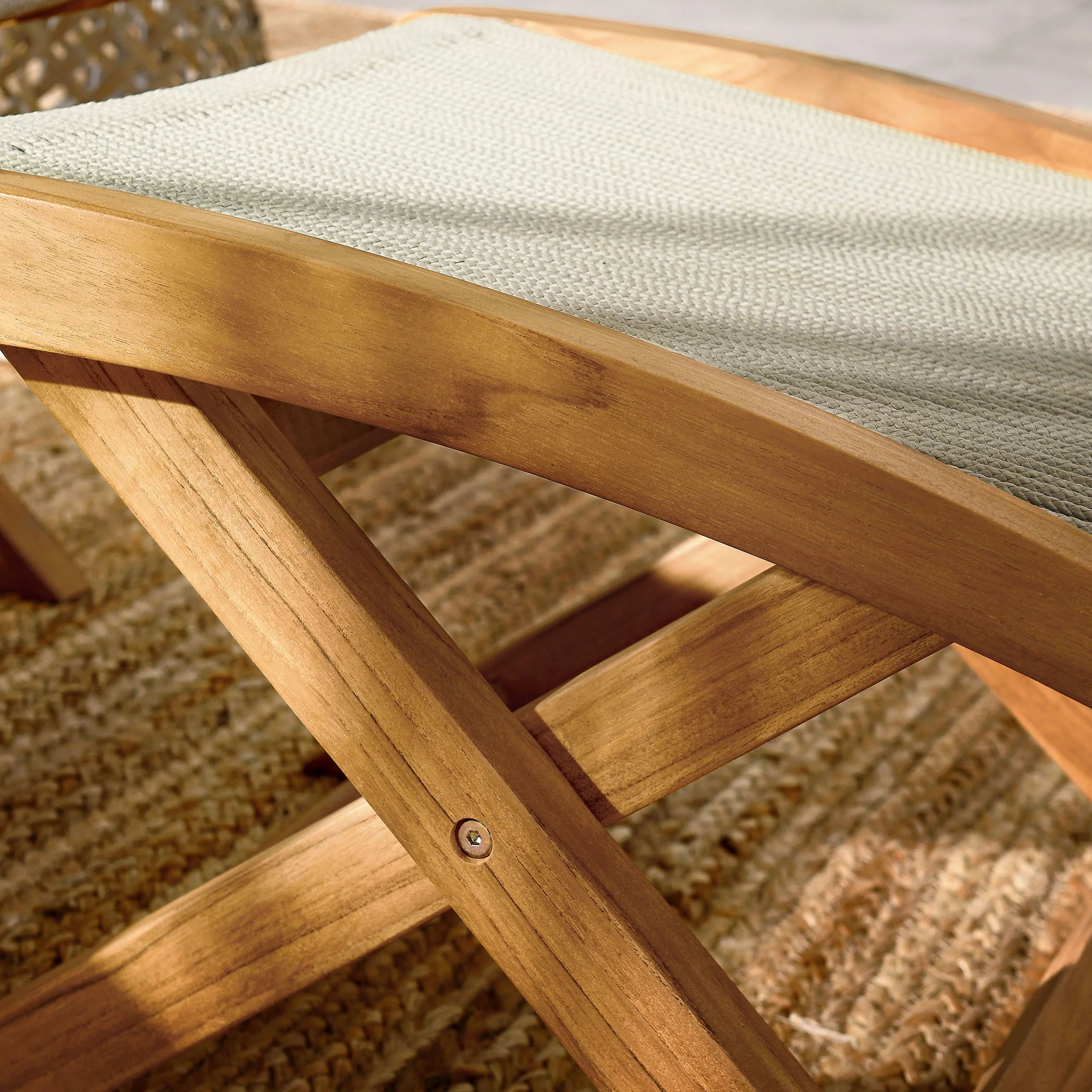 Vienna Outdoor Patio Teak and Rope Folding Ottoman by Modway - Image 15