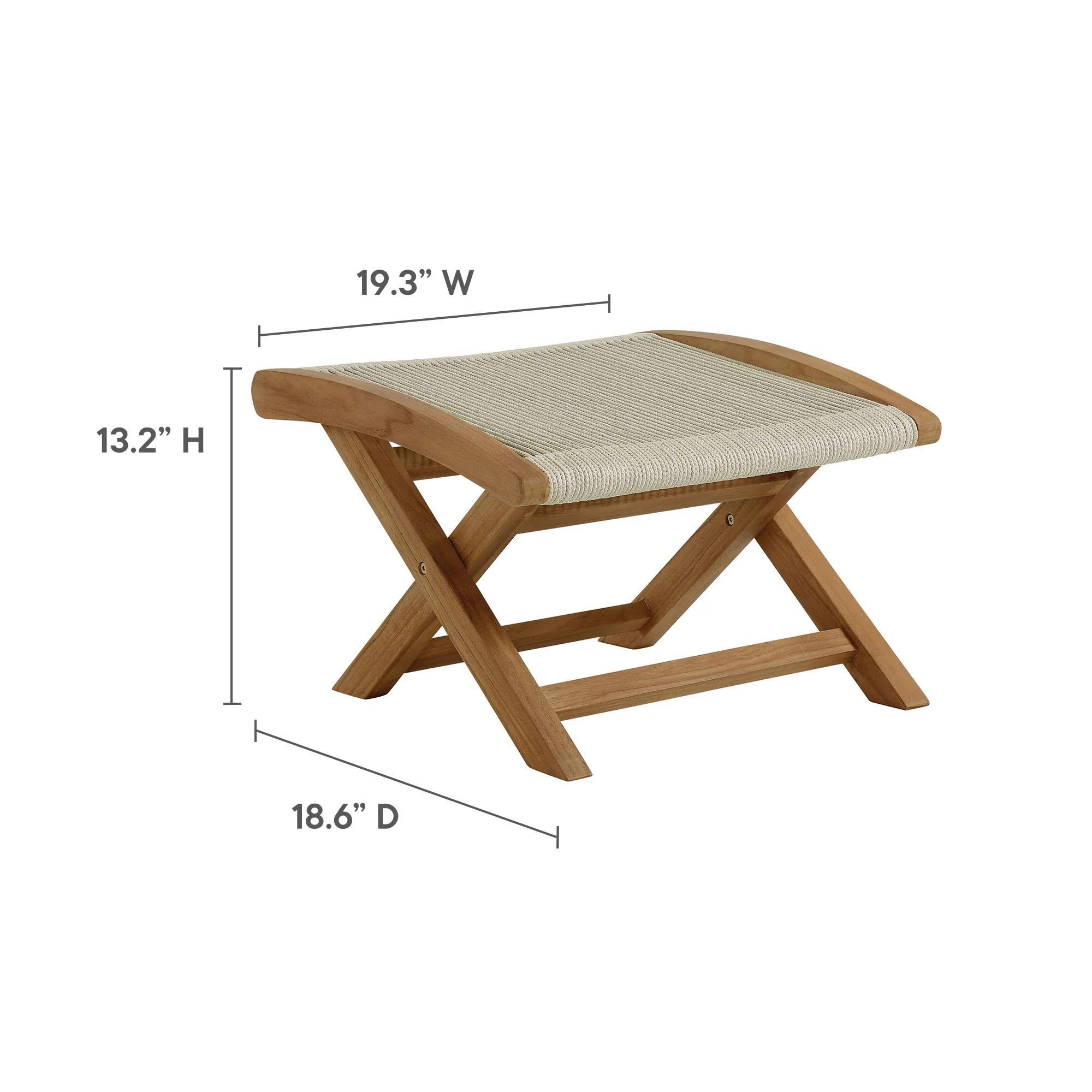 Vienna Outdoor Patio Teak and Rope Folding Ottoman by Modway - Image 18
