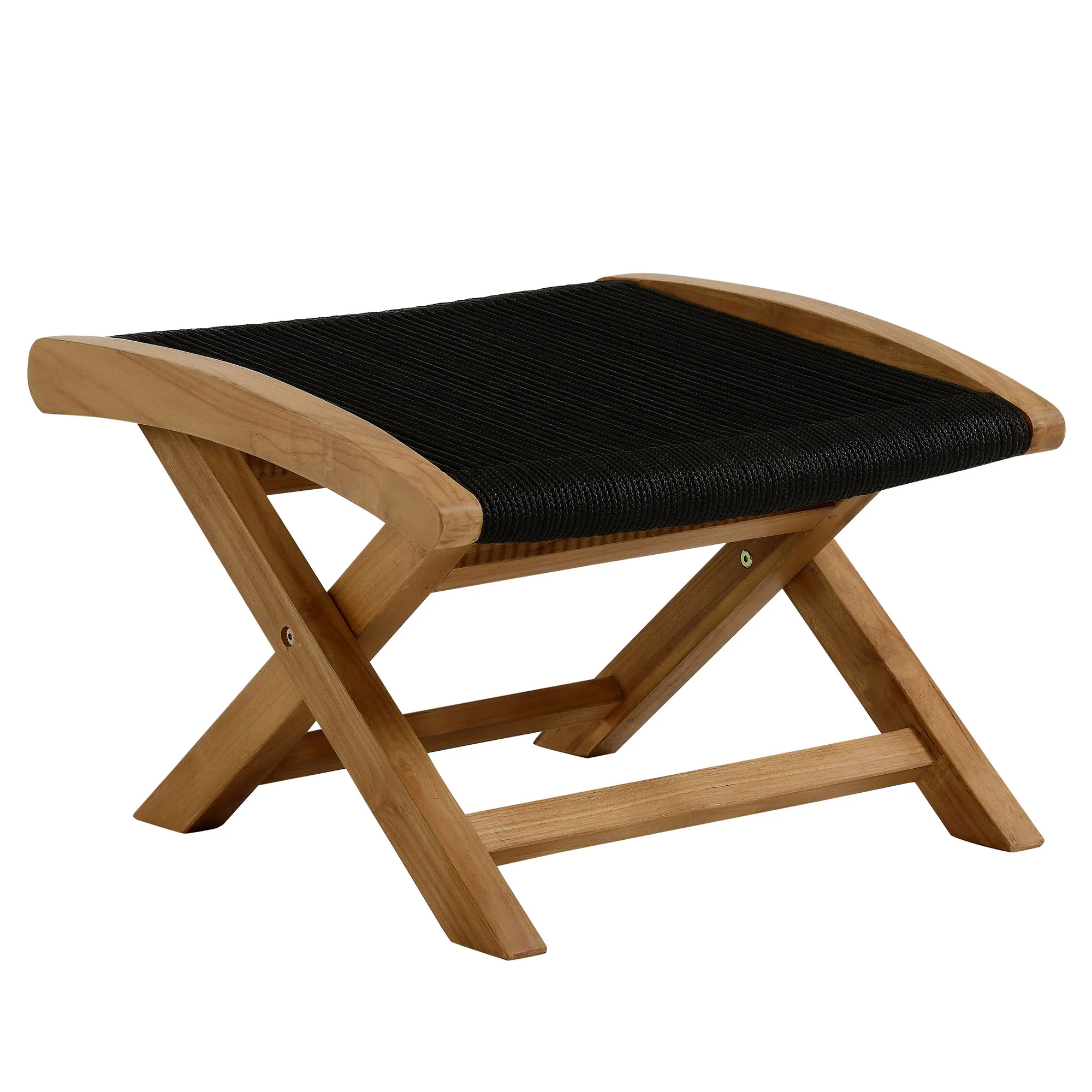 Vienna Outdoor Patio Teak and Rope Folding Ottoman by Modway - Image 2