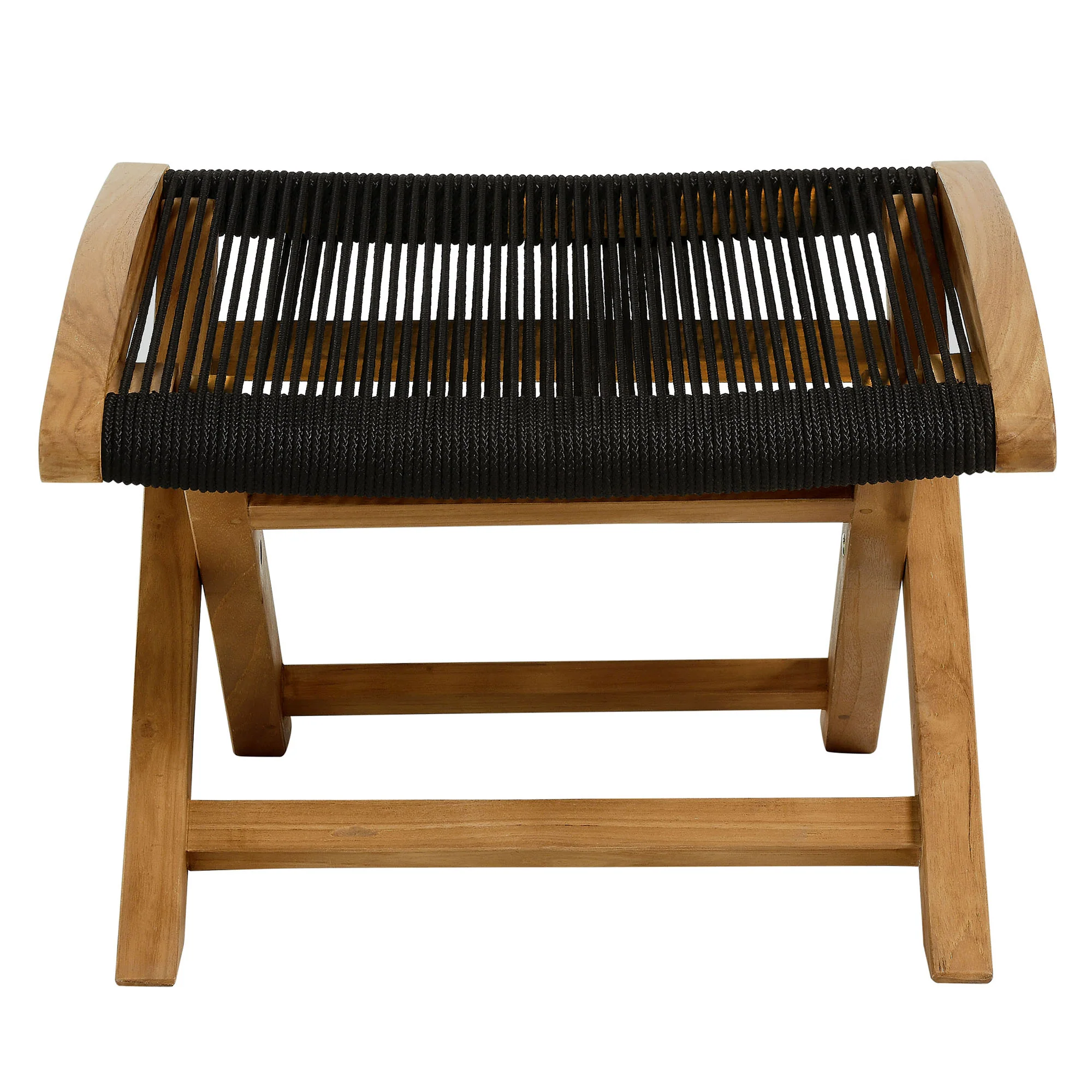 Vienna Outdoor Patio Teak and Rope Folding Ottoman by Modway - Image 4