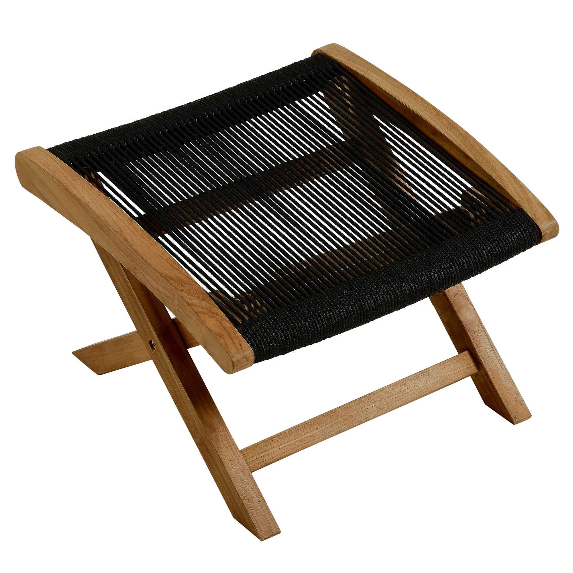 Vienna Outdoor Patio Teak and Rope Folding Ottoman by Modway - Image 5
