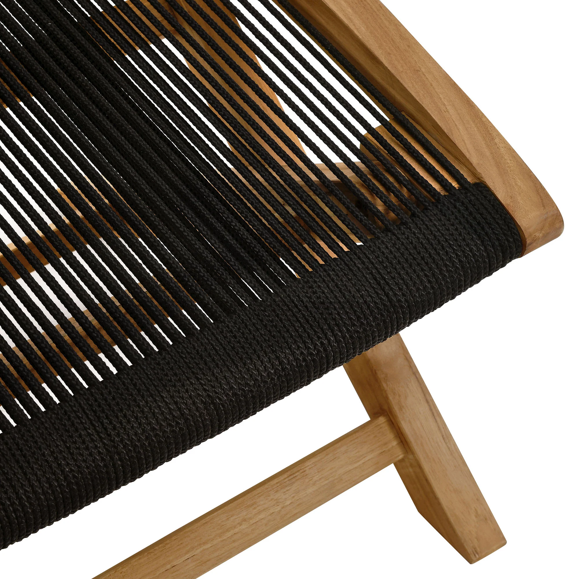 Vienna Outdoor Patio Teak and Rope Folding Ottoman by Modway - Image 6