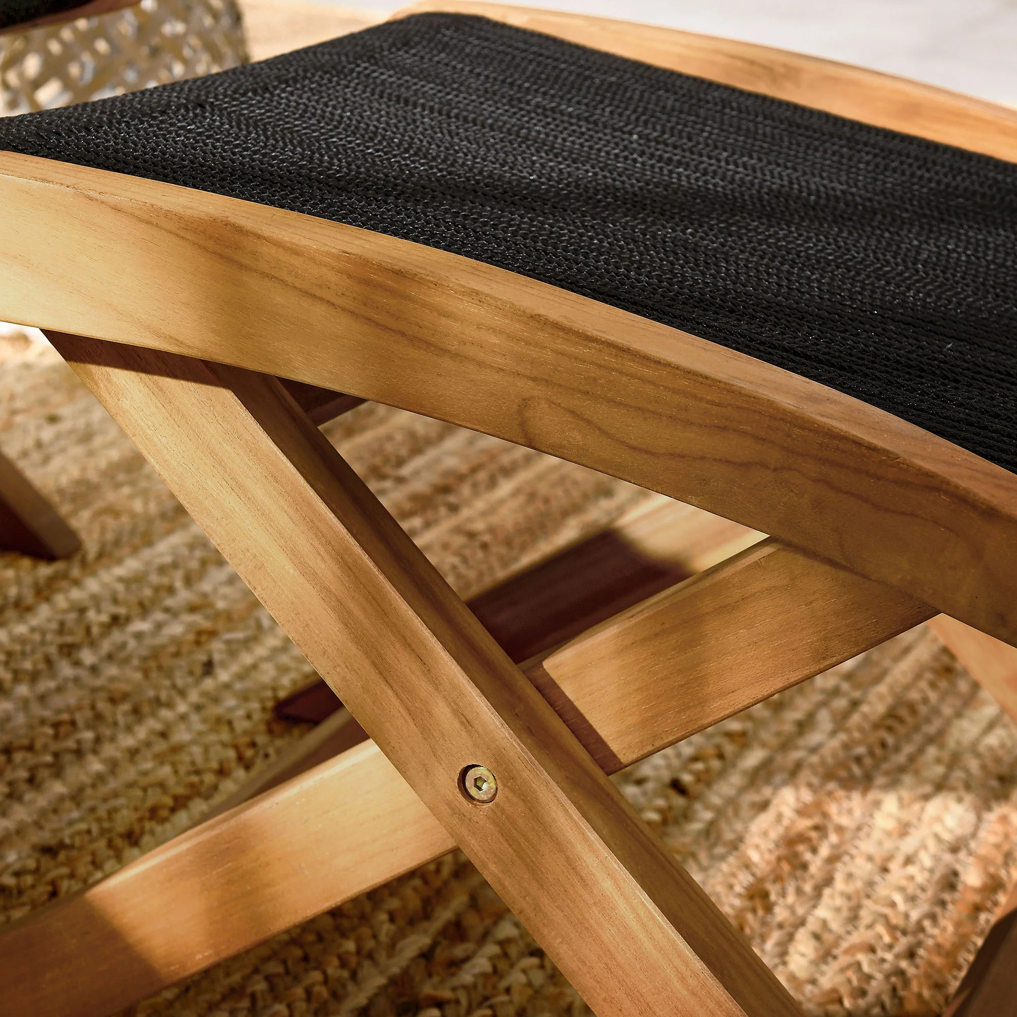 Vienna Outdoor Patio Teak and Rope Folding Ottoman by Modway - Image 7