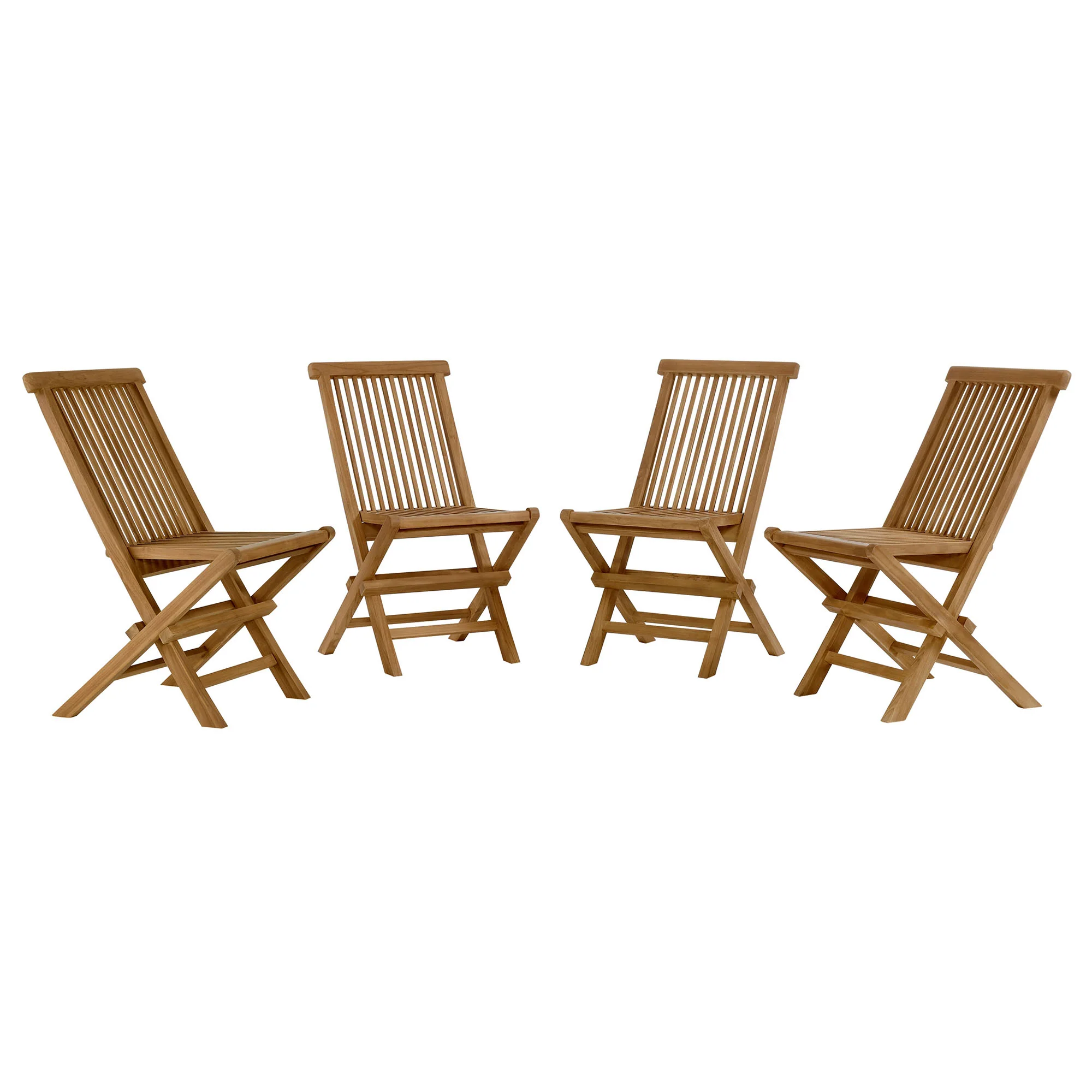 Vienna Outdoor Patio Teak Wood Folding Dining Chairs Set of 4 by Modway - Image 2