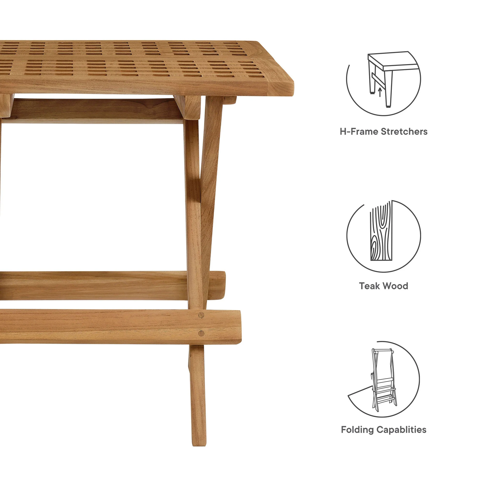 Vienna Outdoor Patio Teak Wood Side Table by Modway - Image 9