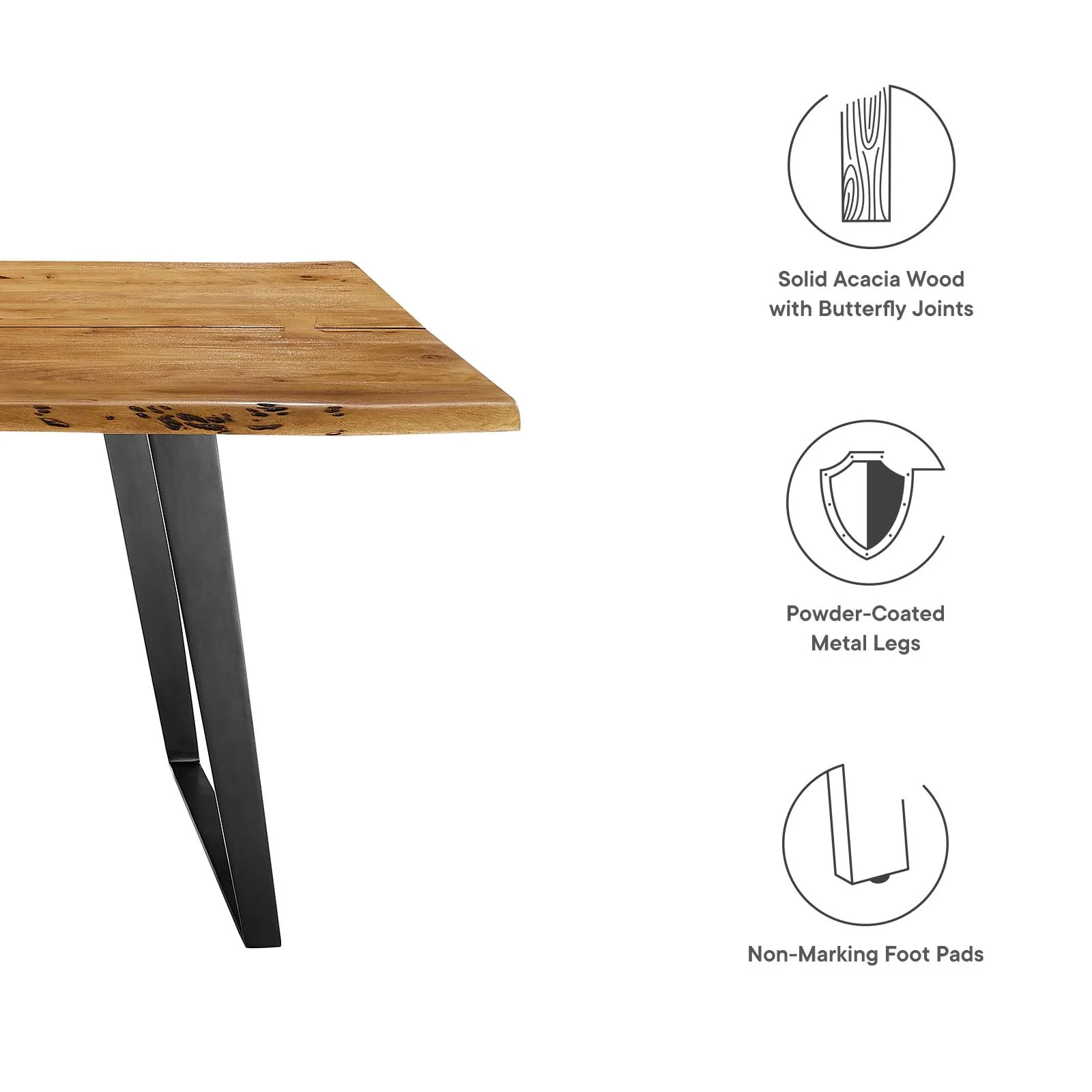 Viggo 74" Live Edge Acacia Wood Dining Table By Modway - EEI-6069 - Image 26