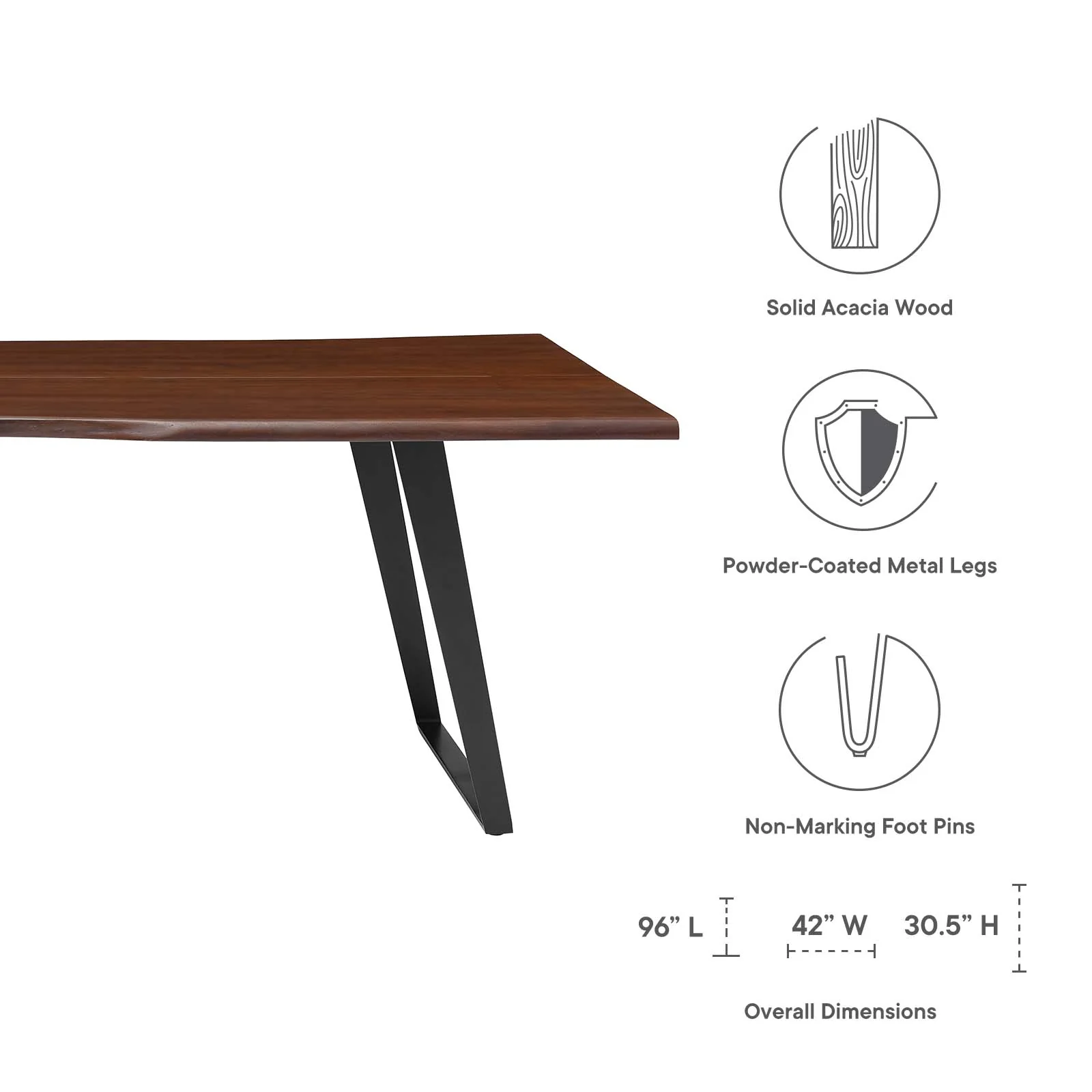 Viggo 96" Live Edge Acacia Wood Dining Table By Modway - EEI-6071 - Image 8