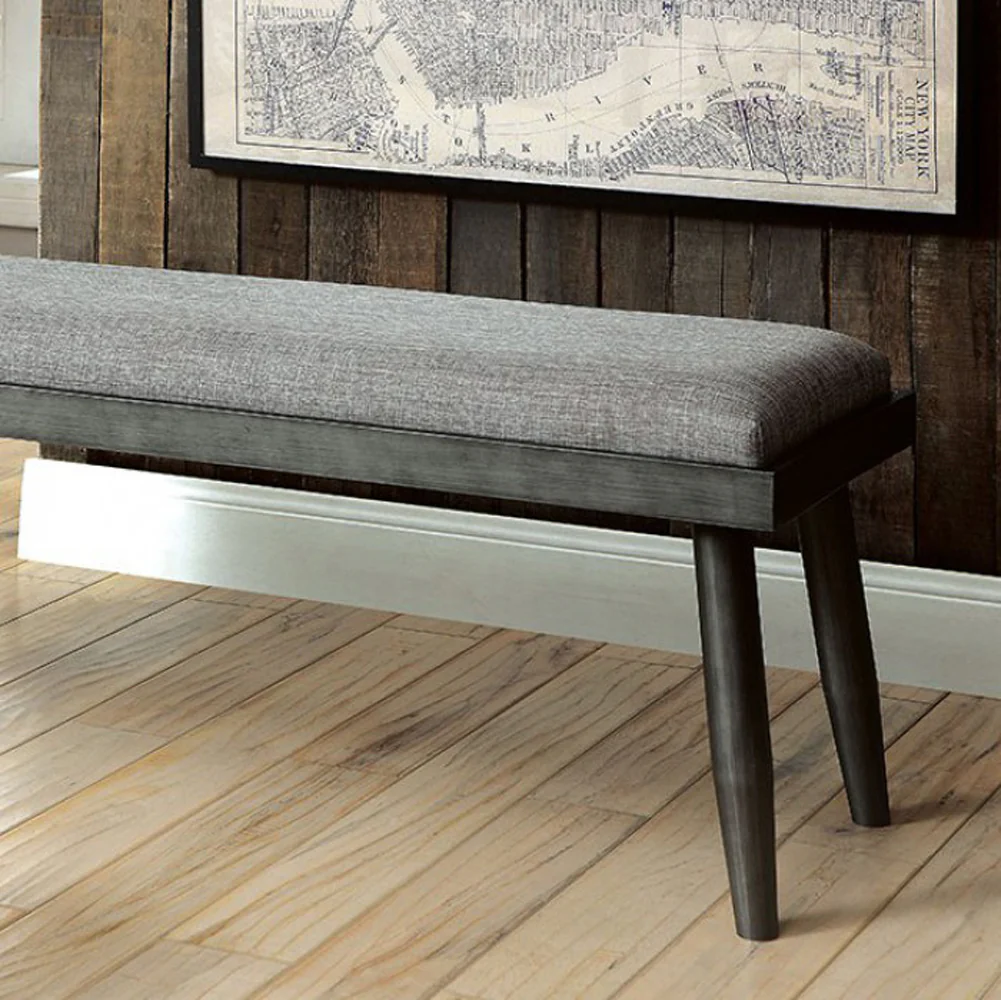 Vilhelm I Mid-Century Modern Style Bench , Gray By Benzara - Image 2