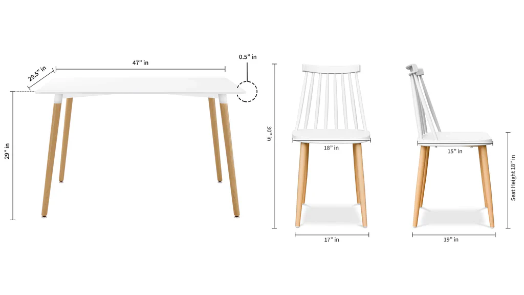 Vincent White Dining 5 Pc Set Spindle Chairs By Modholic - Image 3
