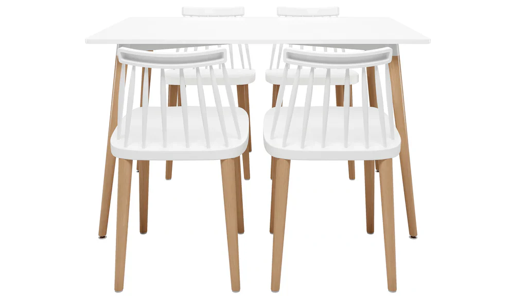 Vincent White Dining 5 Pc Set Spindle Chairs By Modholic - Image 4