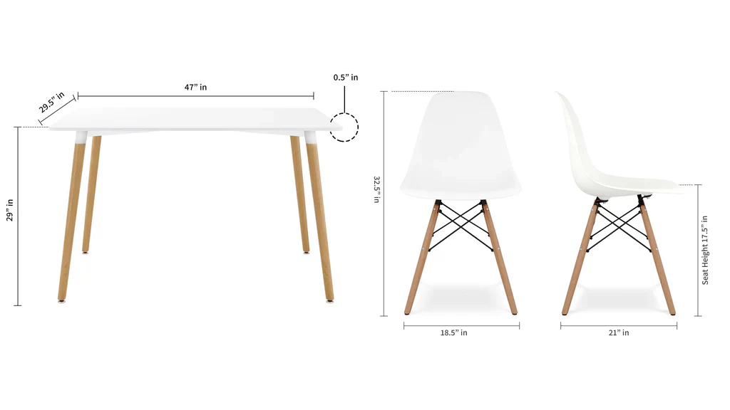 Vincent White Dining Set Eiffel Chairs By Modholic - Image 5