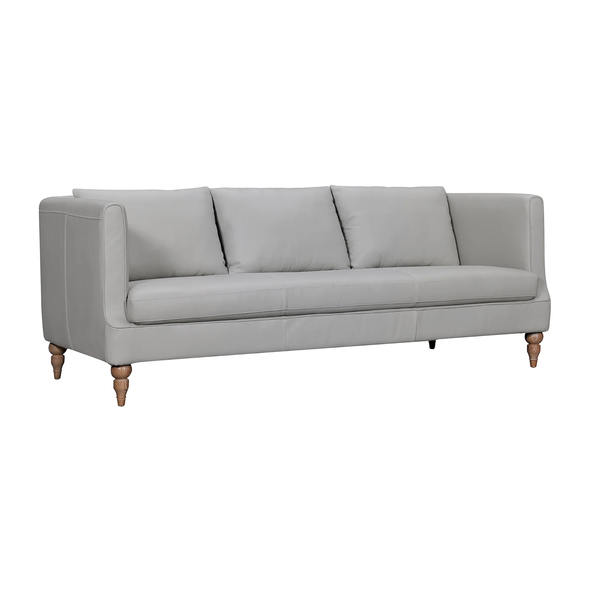 Vincenza 85" Dove Gray Leather Sofa By Armen Living - Image 3