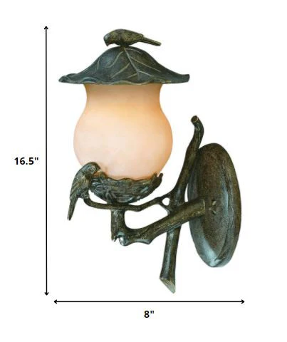 Vintage Black and Gold Bird Detail Lantern Wall Light By Homeroots - Image 2