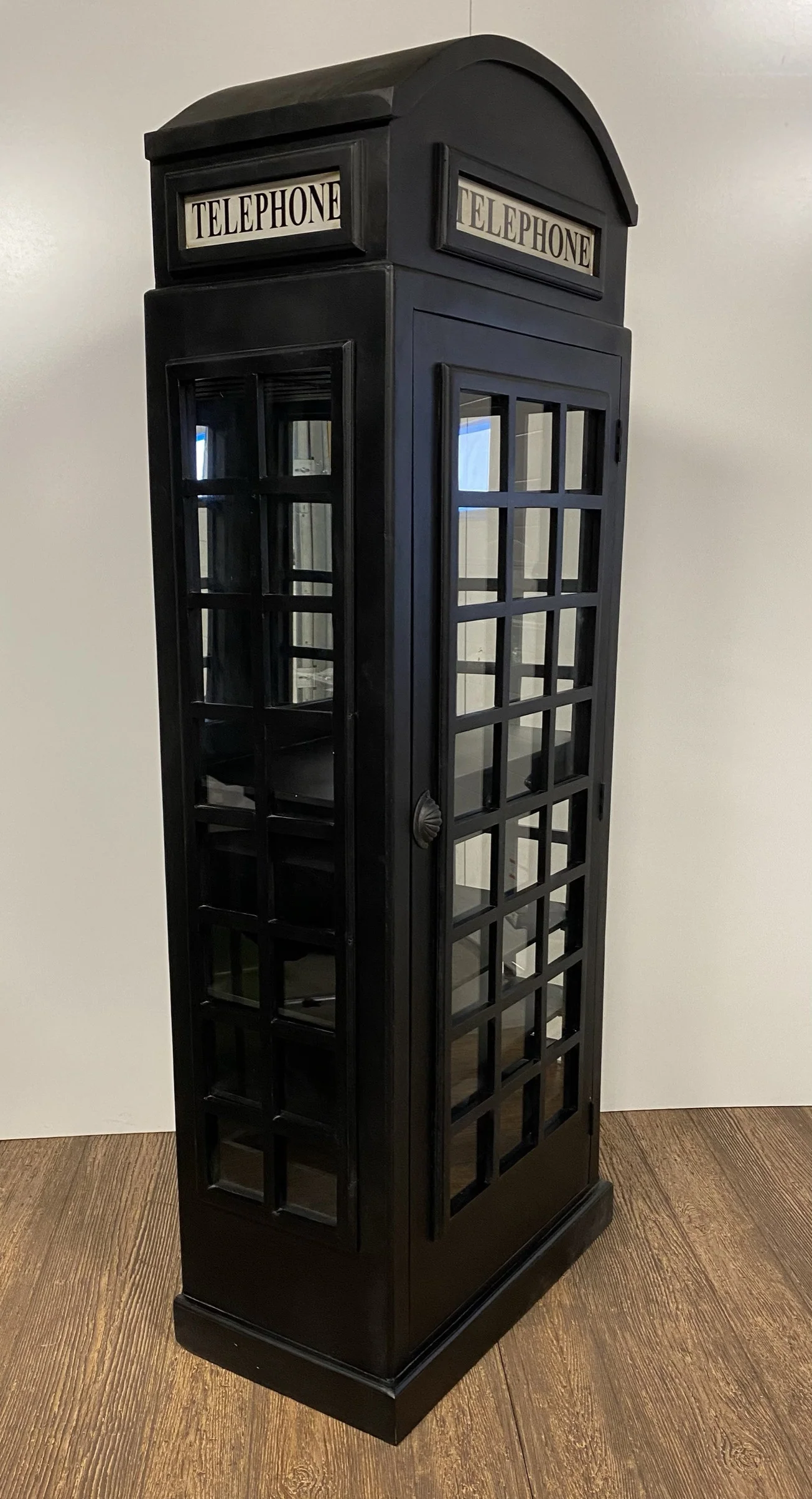 Vintage Black Wooden Phone Booth Bar Cabinet By Homeroots - Image 2