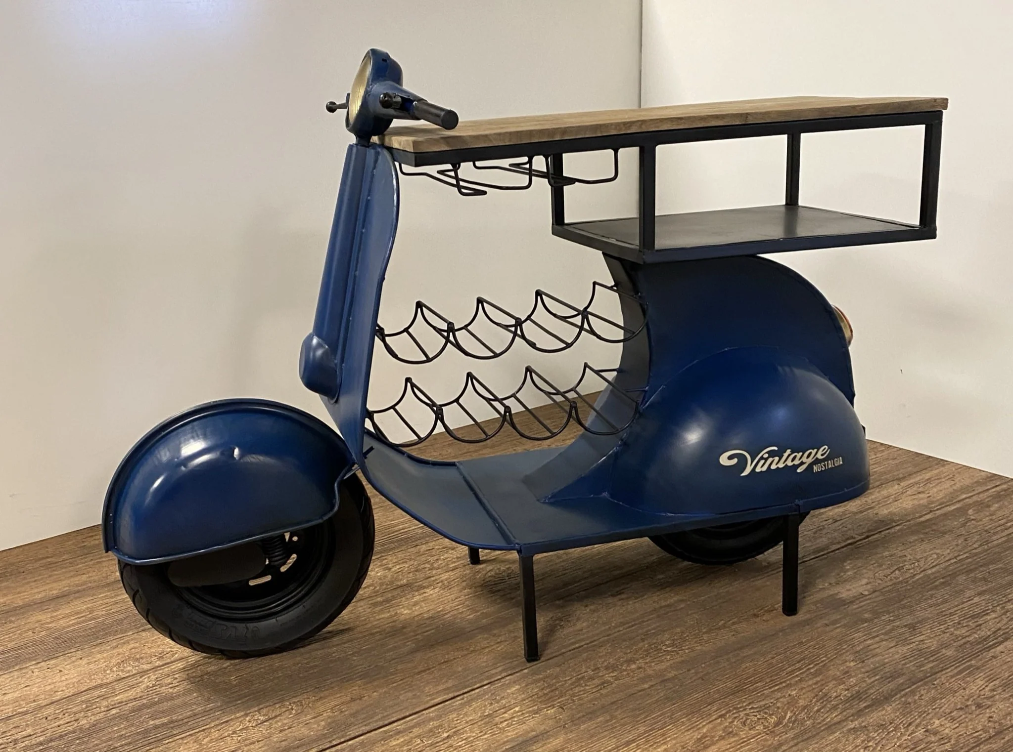 Vintage Blue Scooter Bar Cart By Homeroots - Image 2