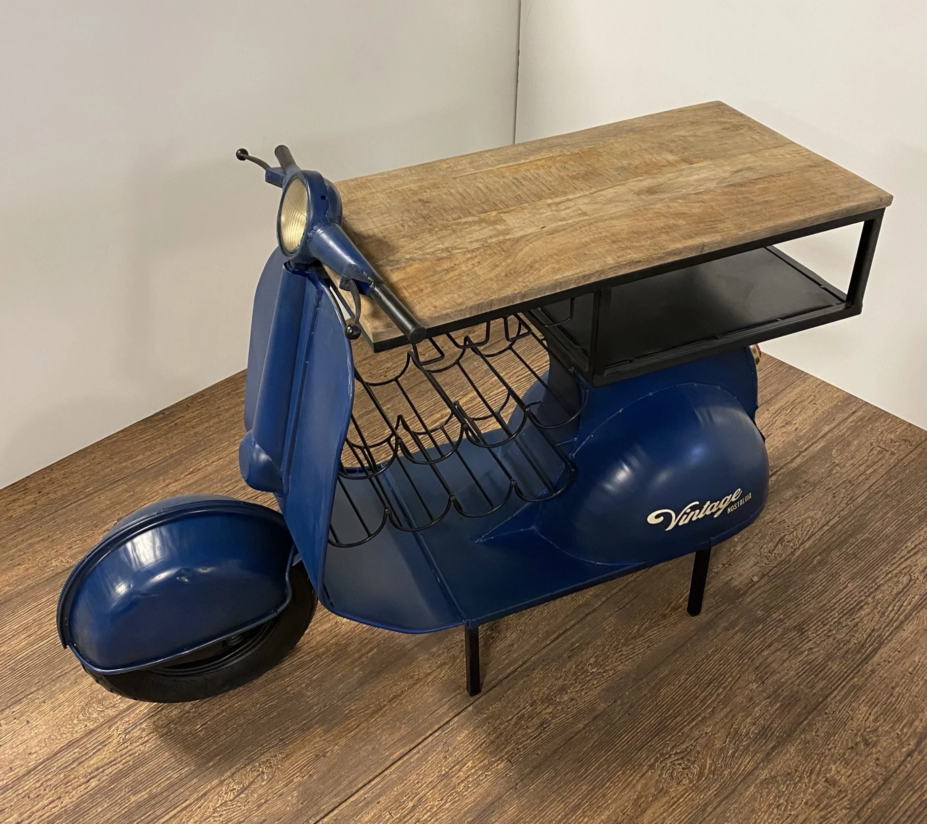 Vintage Blue Scooter Bar Cart By Homeroots - Image 3