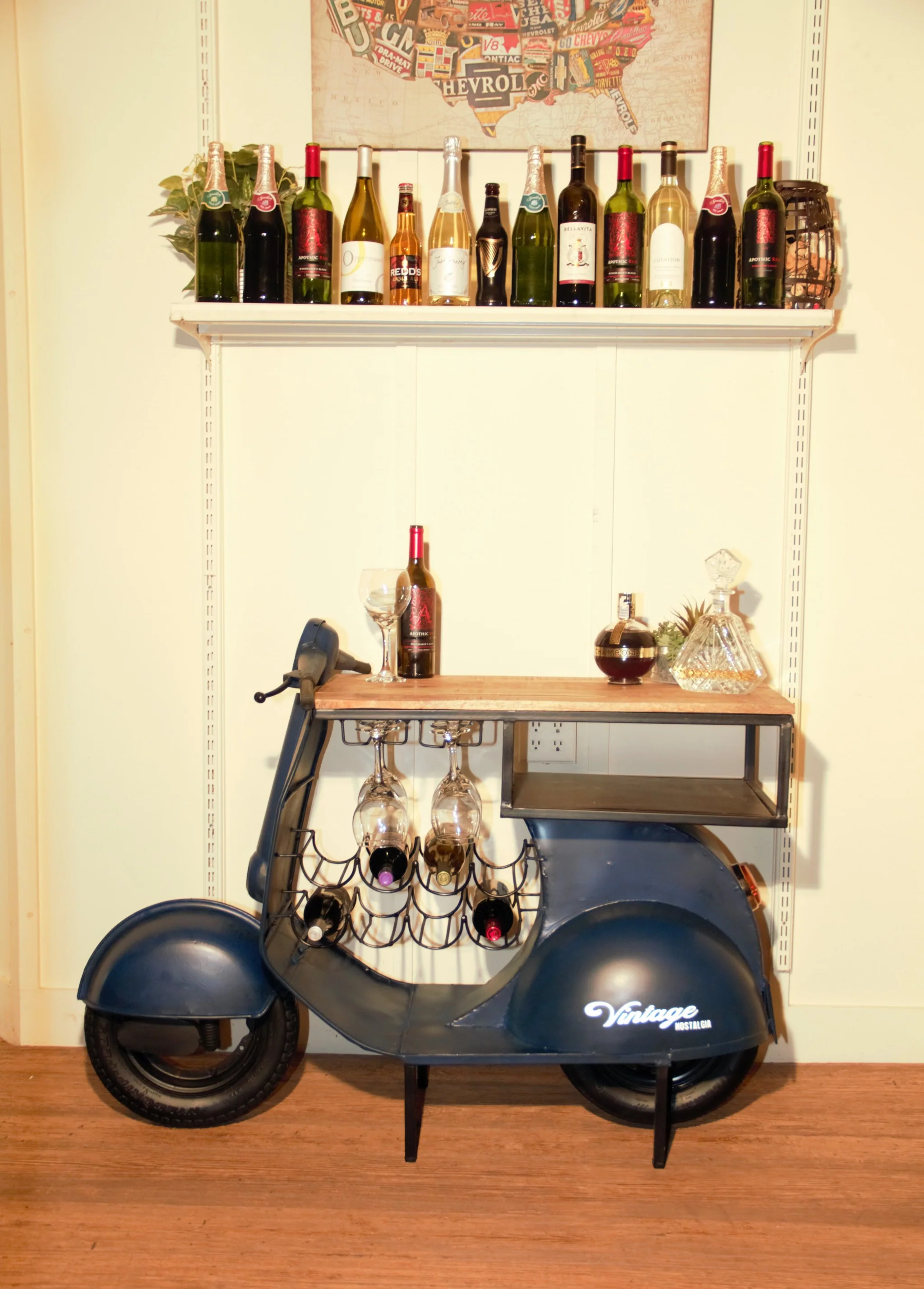 Vintage Blue Scooter Bar Cart By Homeroots - Image 5