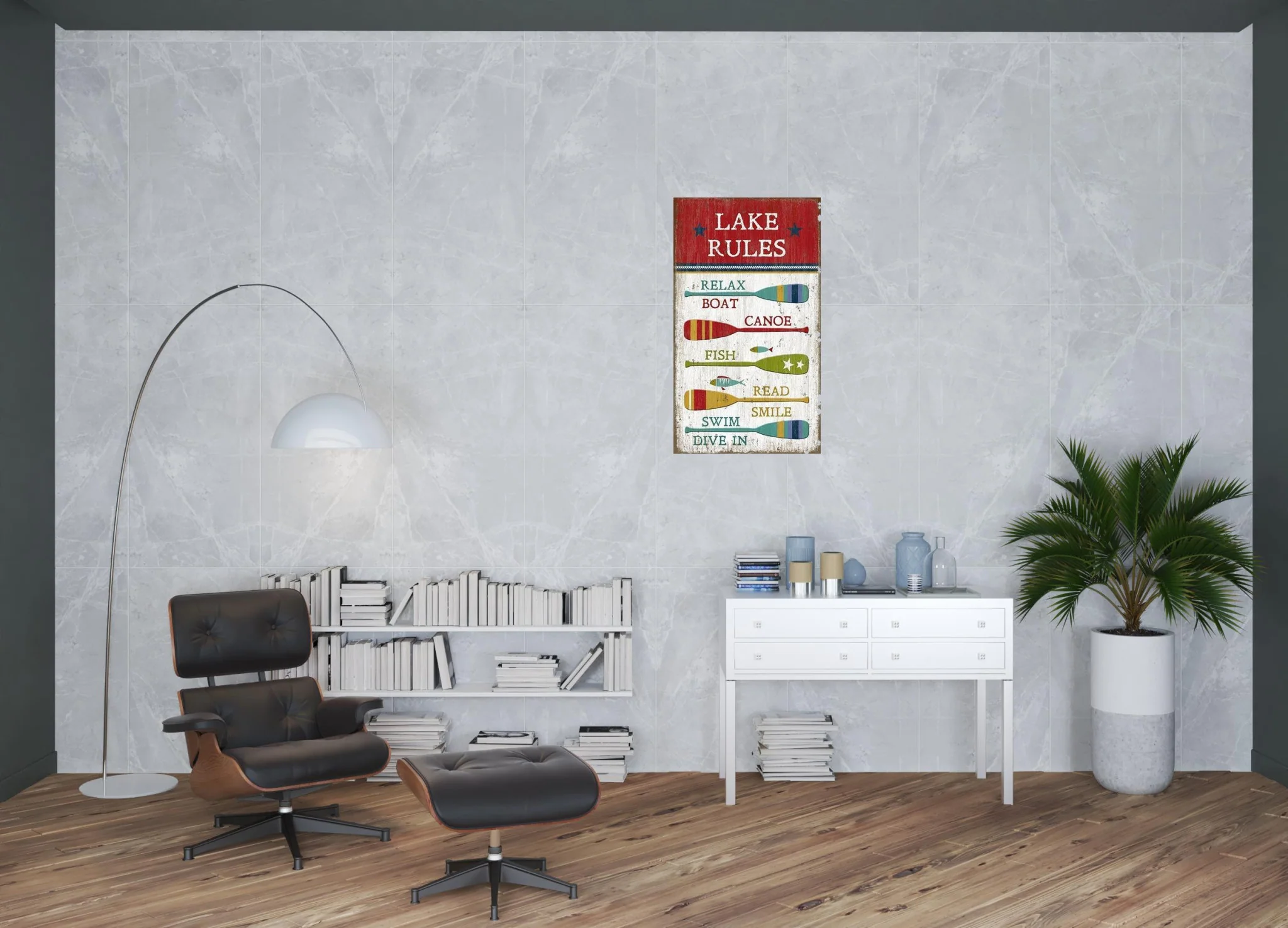 Vintage Boat Oars Lake Rules XL Wall Art By Homeroots - Image 2