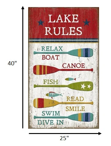 Vintage Boat Oars Lake Rules XL Wall Art By Homeroots - Image 5