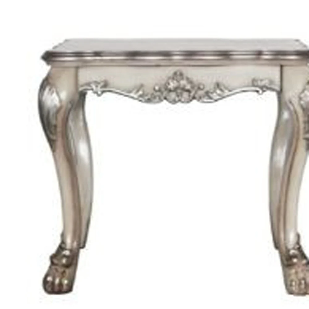 Vintage Bone White Solid Wood And Polyresin Square End Table By Homeroots - Image 4