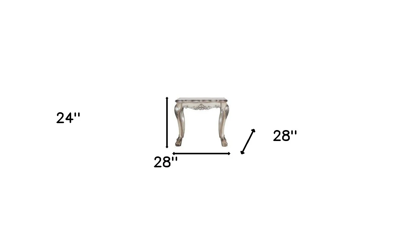 Vintage Bone White Solid Wood And Polyresin Square End Table By Homeroots - Image 5