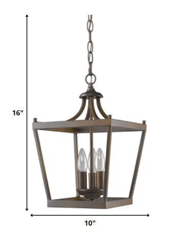 Vintage Brown Metal Tapered Hanging Light By Homeroots - Image 5