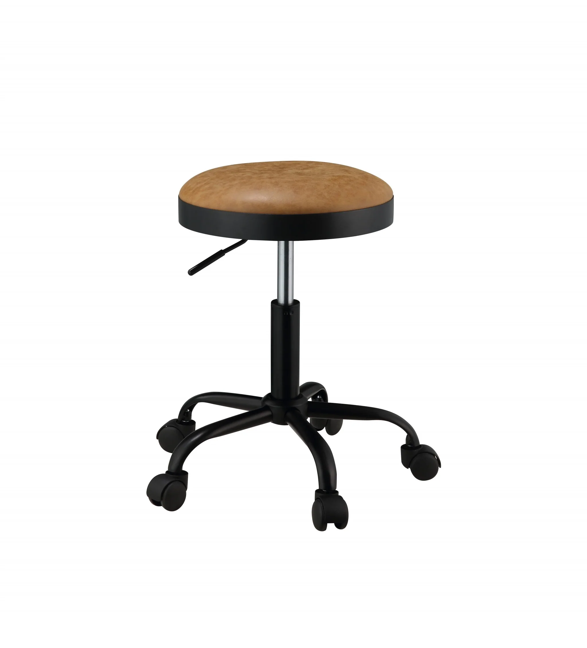 Vintage Caramel Upholstered Adjustable Set Of 2 Stools By Homeroots - Image 2