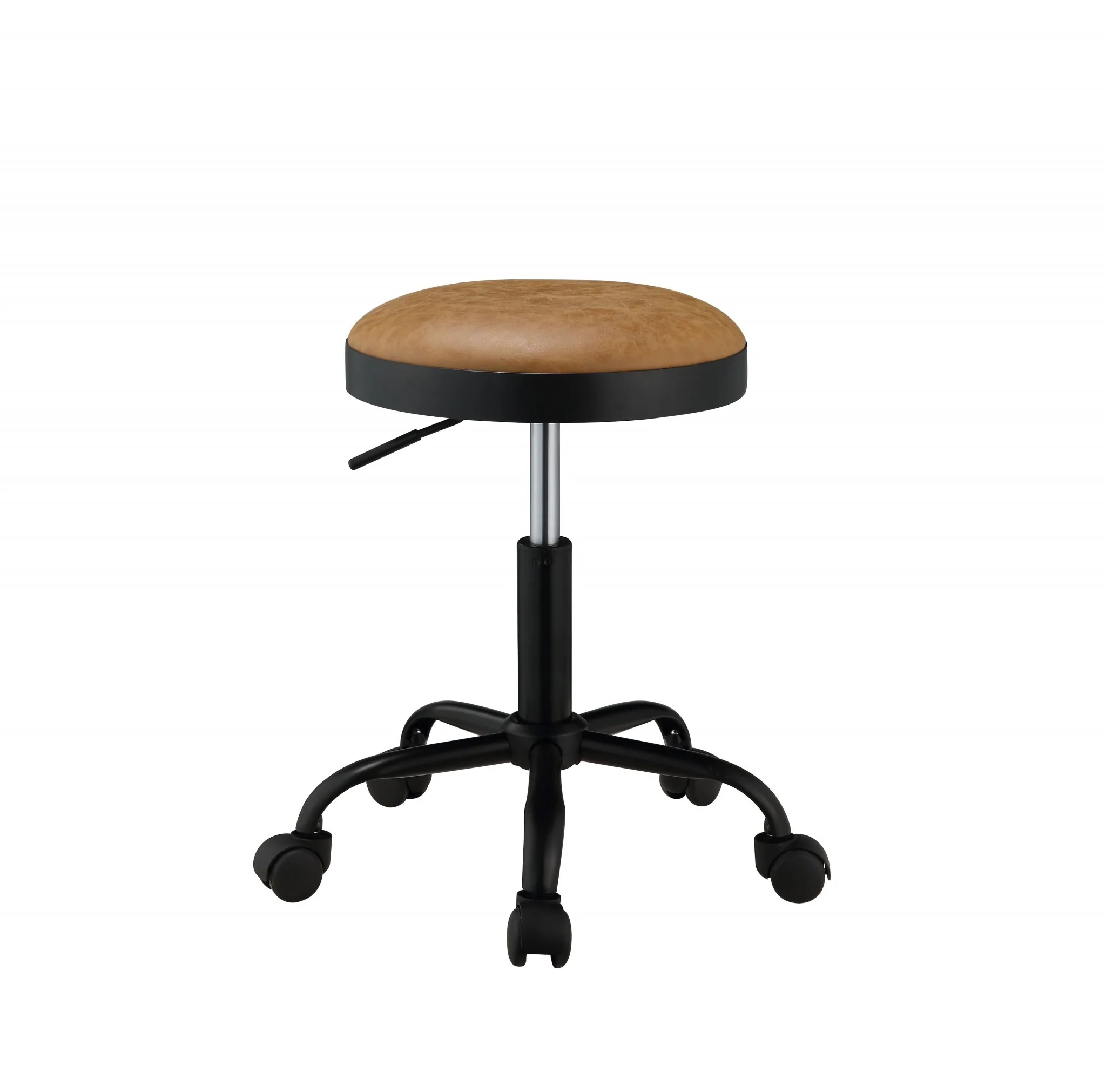 Vintage Caramel Upholstered Adjustable Set Of 2 Stools By Homeroots - Image 3