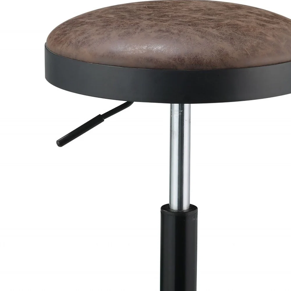 Vintage Caramel Upholstered Adjustable Set Of 2 Stools By Homeroots - Image 9