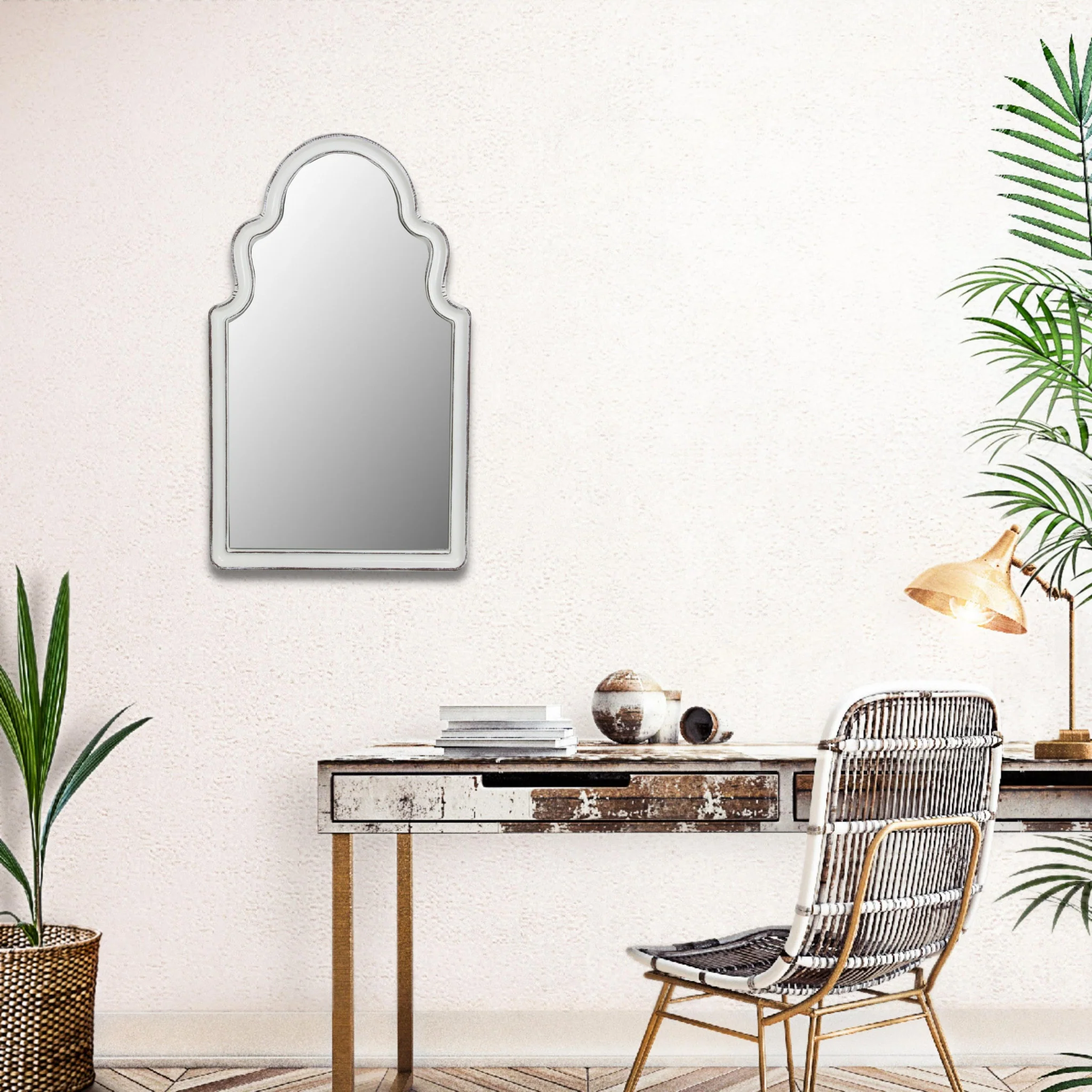 Vintage Curved Gray Wall Mirror By Homeroots - Image 14