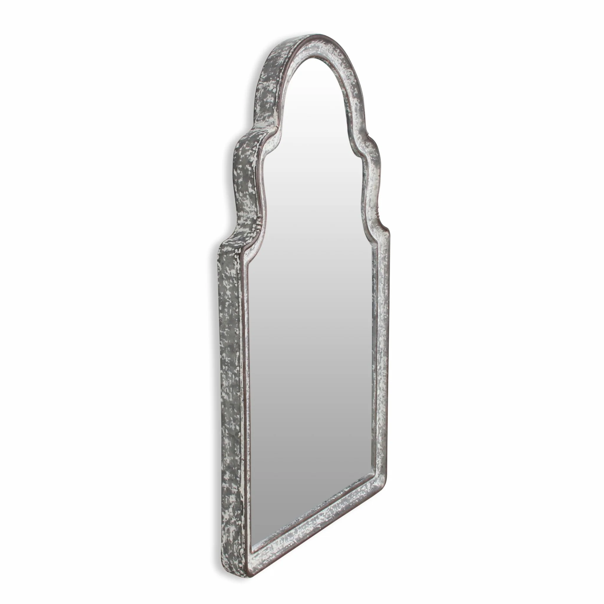 Vintage Curved Gray Wall Mirror By Homeroots - Image 2