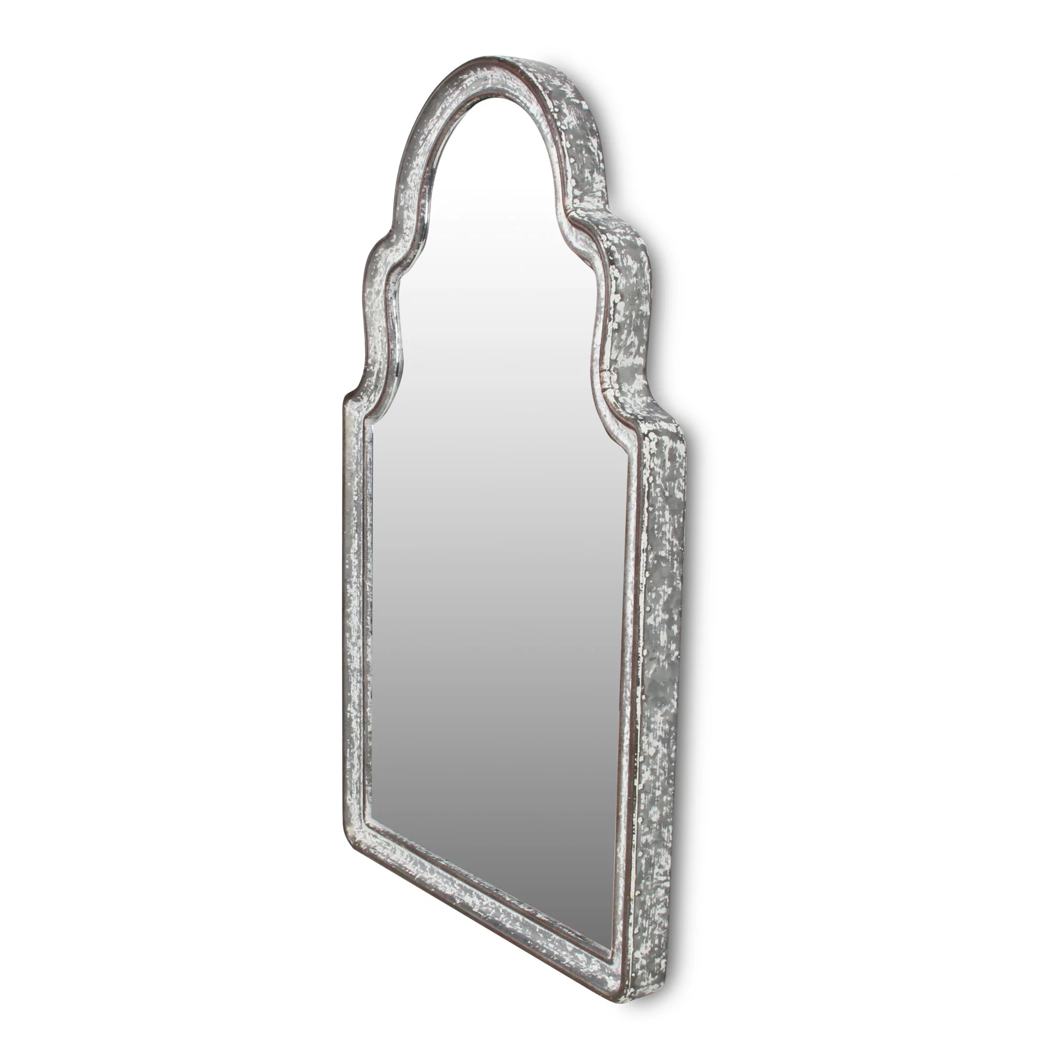 Vintage Curved Gray Wall Mirror By Homeroots - Image 3