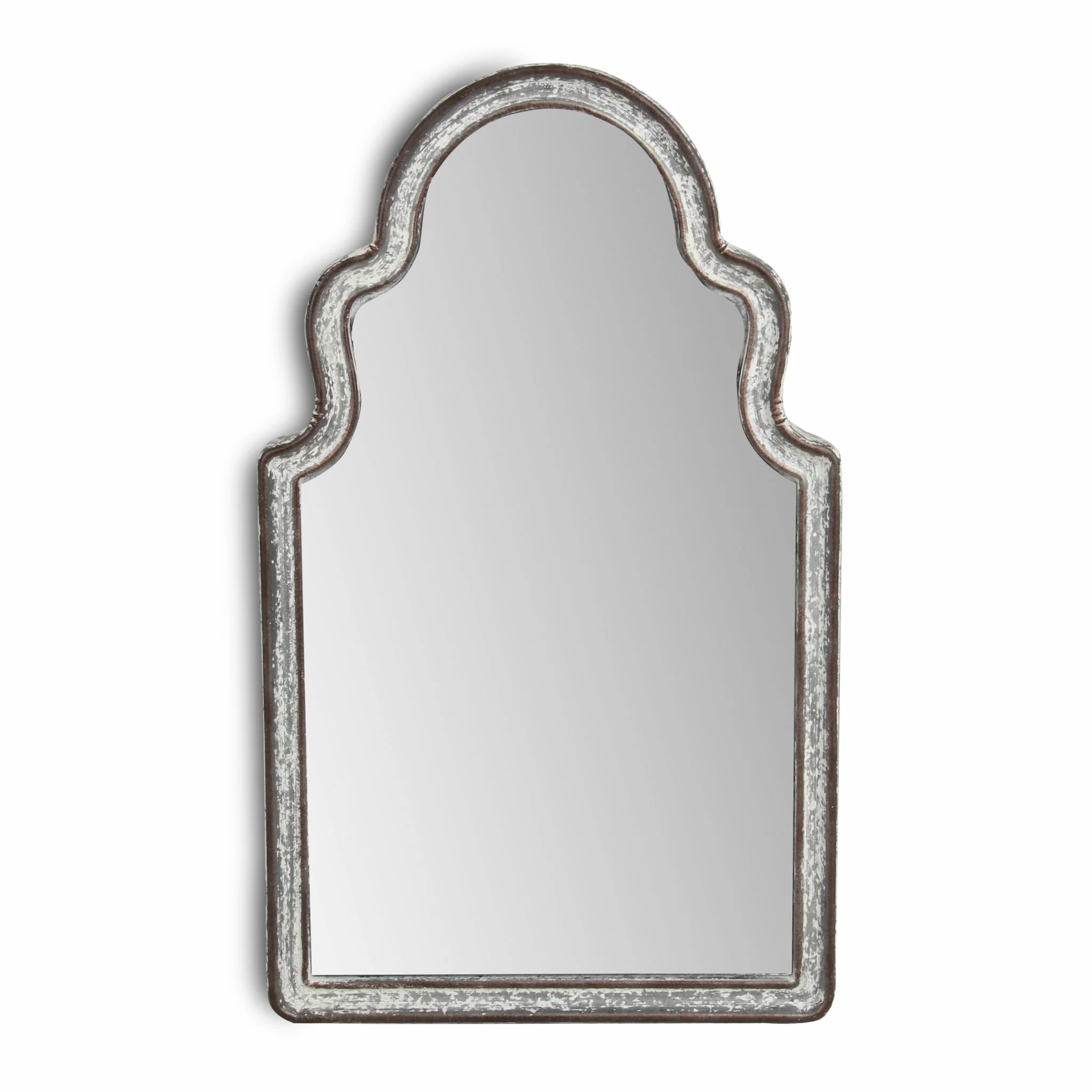 Vintage Curved Gray Wall Mirror By Homeroots - Image 4
