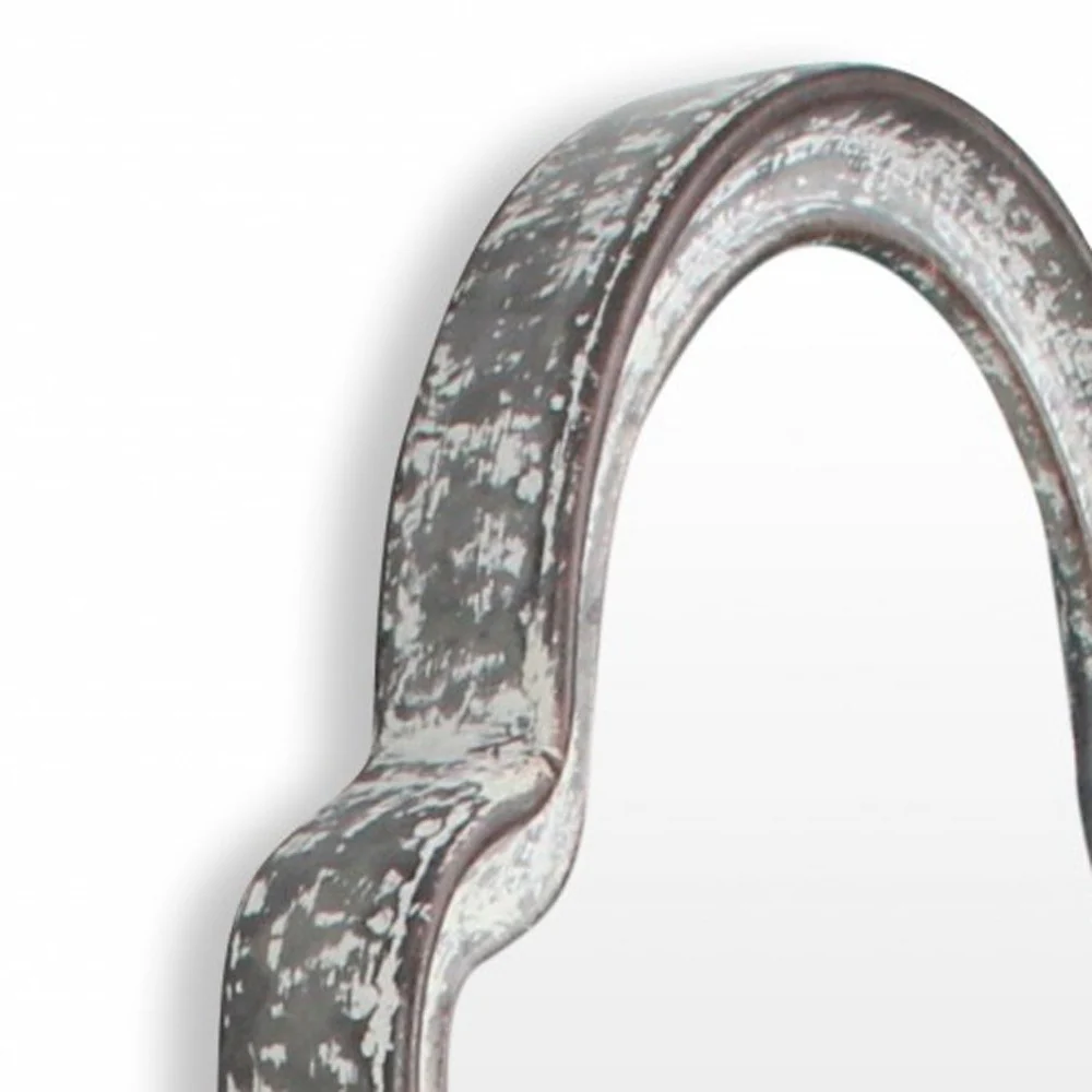 Vintage Curved Gray Wall Mirror By Homeroots - Image 7