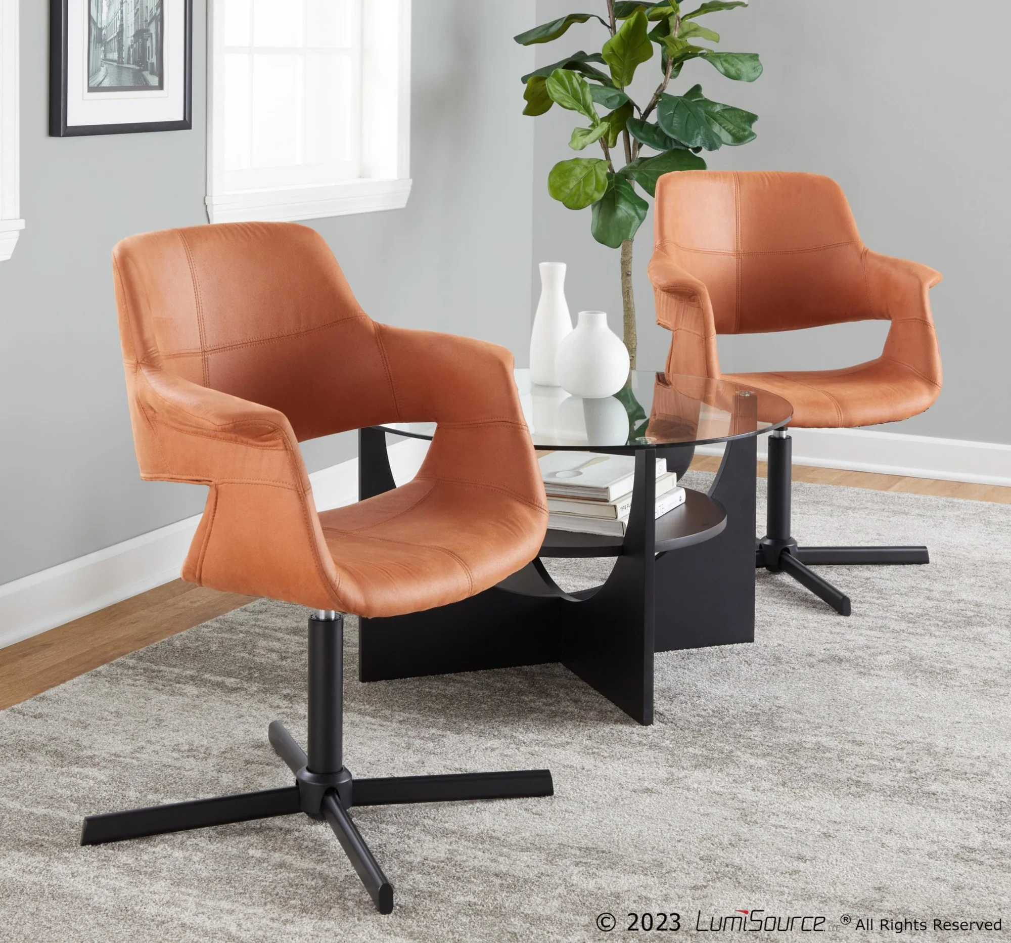 Vintage Flair Swivel Accent Chair By LumiSource - CHR-VFLPU-XPED1 BKBK1 - Image 9